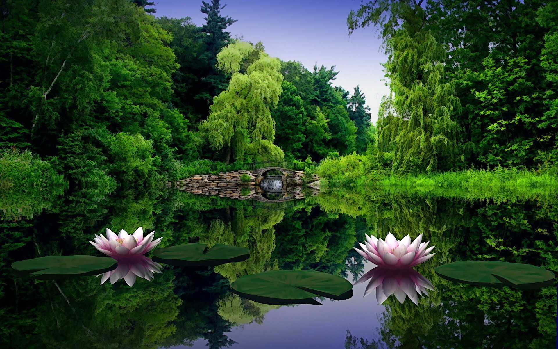 Téléchargez gratuitement l'image Fleurs, Fleur, Arbre, Pont, Terre/nature sur le bureau de votre PC
