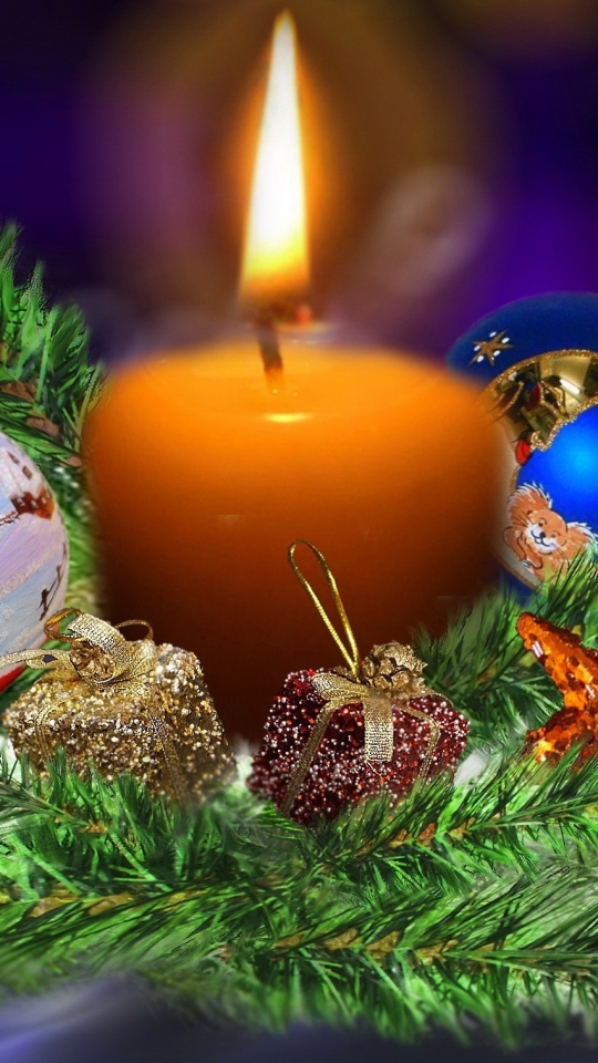 Download mobile wallpaper Christmas, Holiday, Candle, Christmas Ornaments for free.