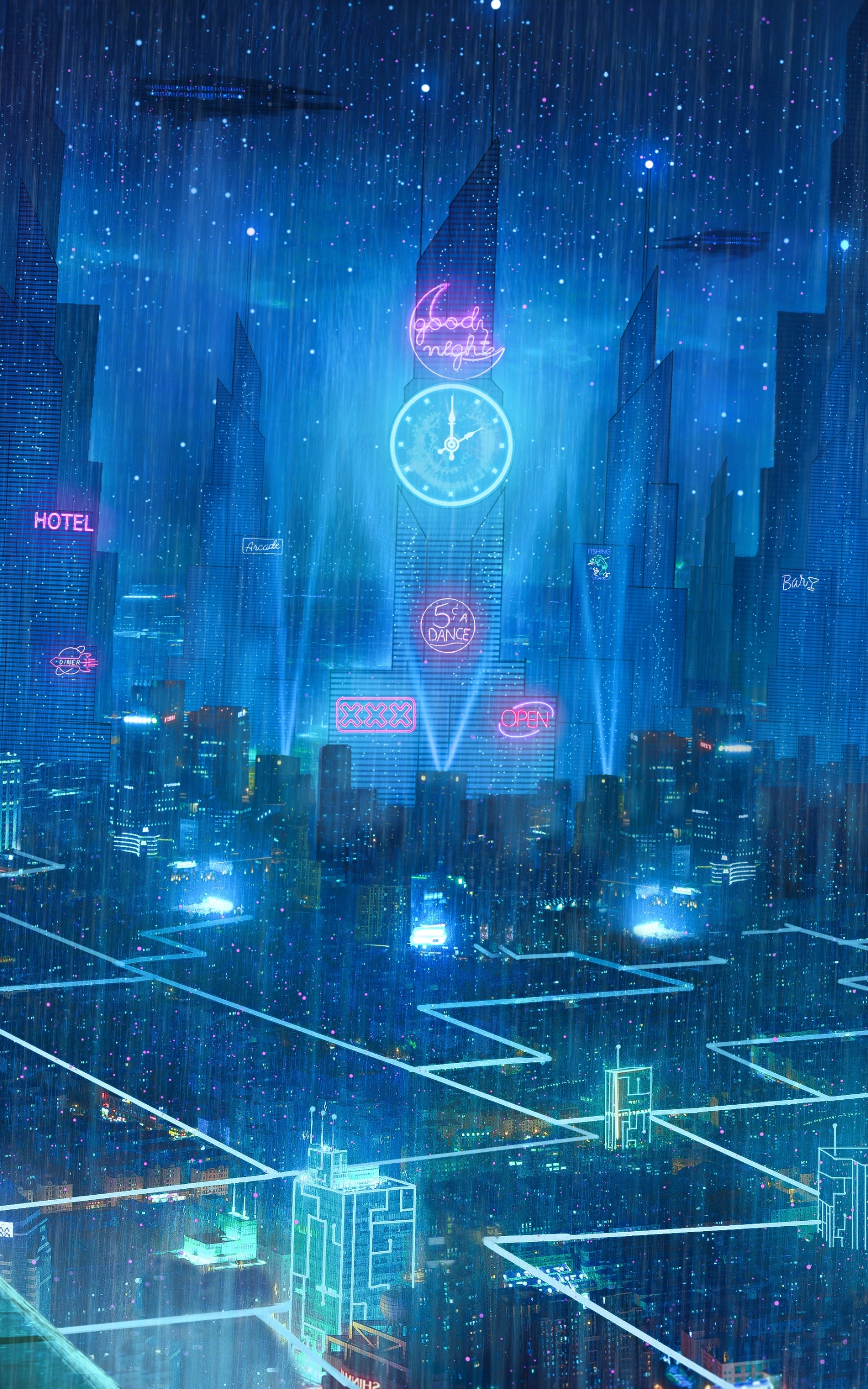 Download mobile wallpaper Anime, Rain, City, Building, Sci Fi for free.