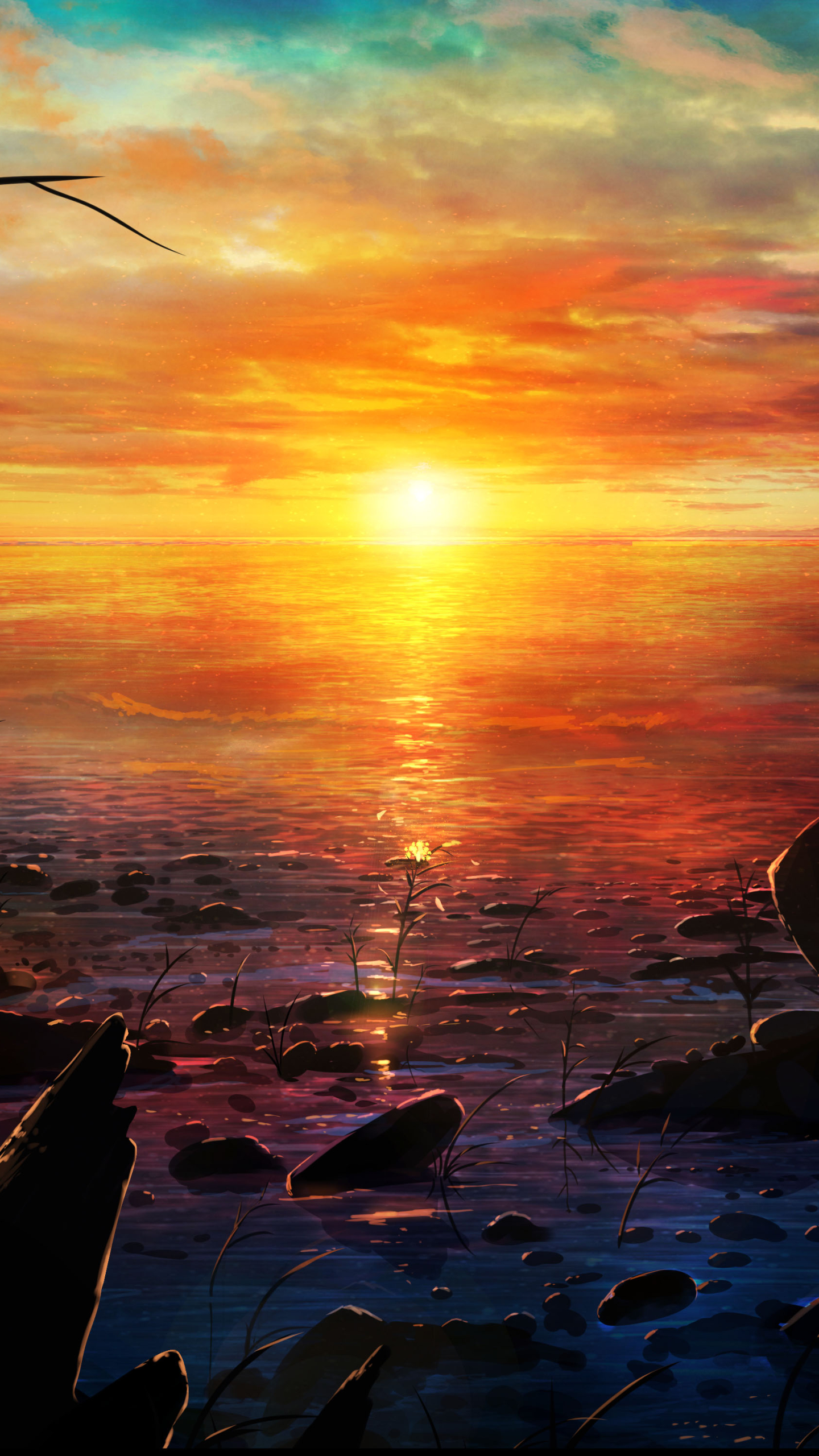 Download mobile wallpaper Anime, Sunset, Horizon for free.