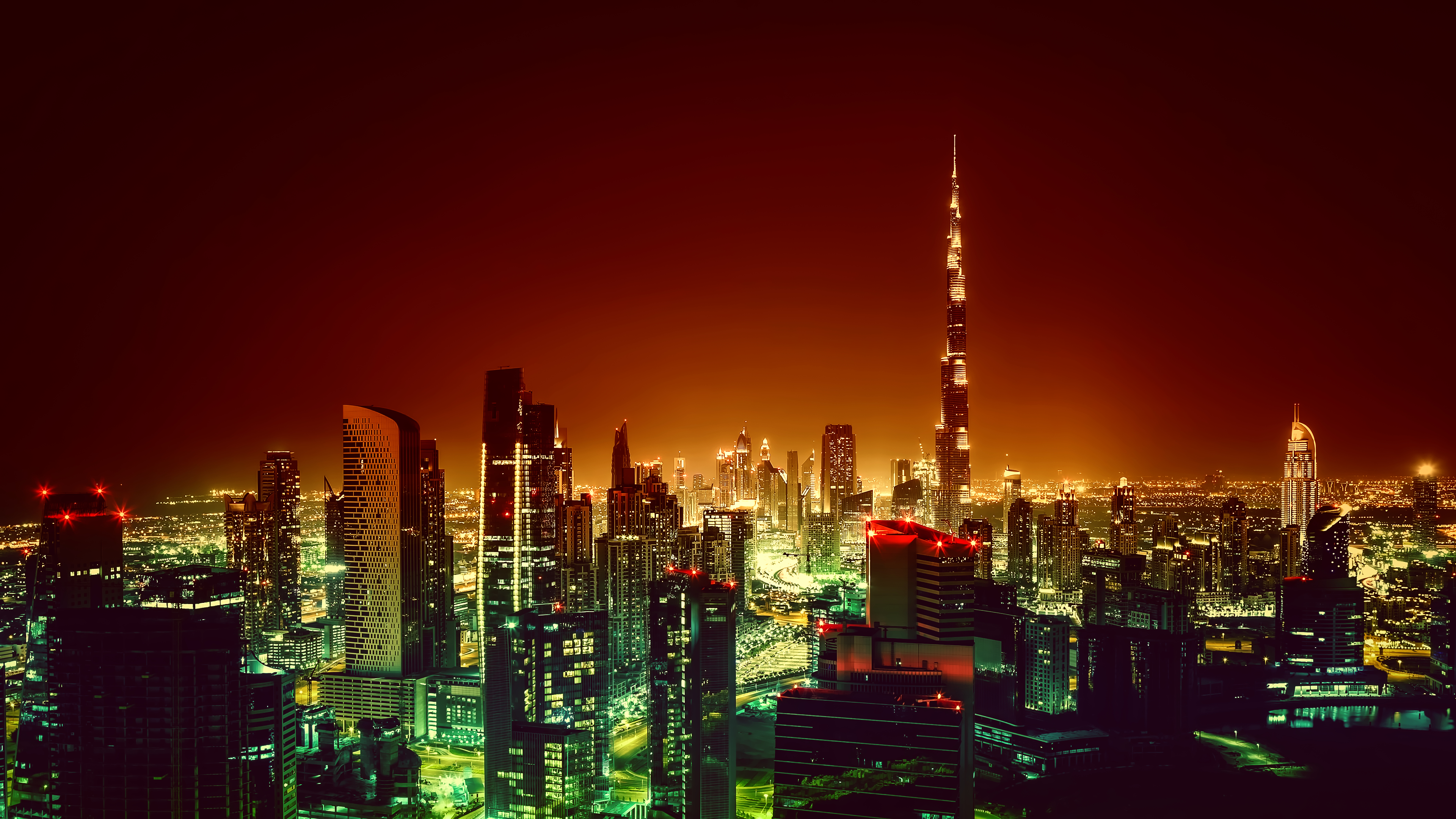 man made, dubai, burj khalifa, cityscape, night, cities