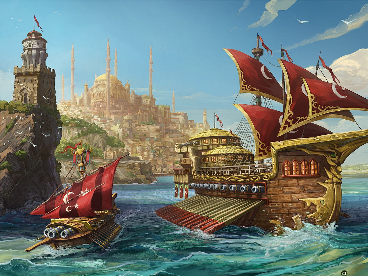 Download mobile wallpaper Fantasy, Ship for free.