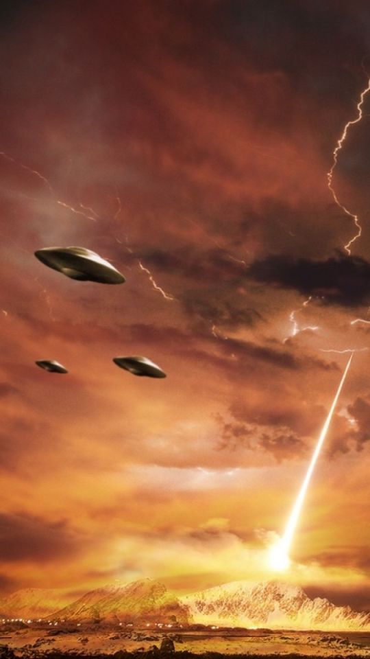 Download mobile wallpaper Fantasy, Lightning, Space, Planet, Sci Fi, Ufo for free.