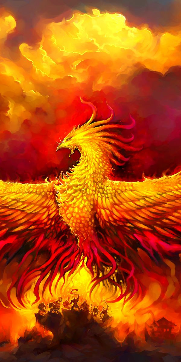 Phone wallpaper: Fantasy, Phoenix, Bird, Fire, Fantasy Animals 1151270