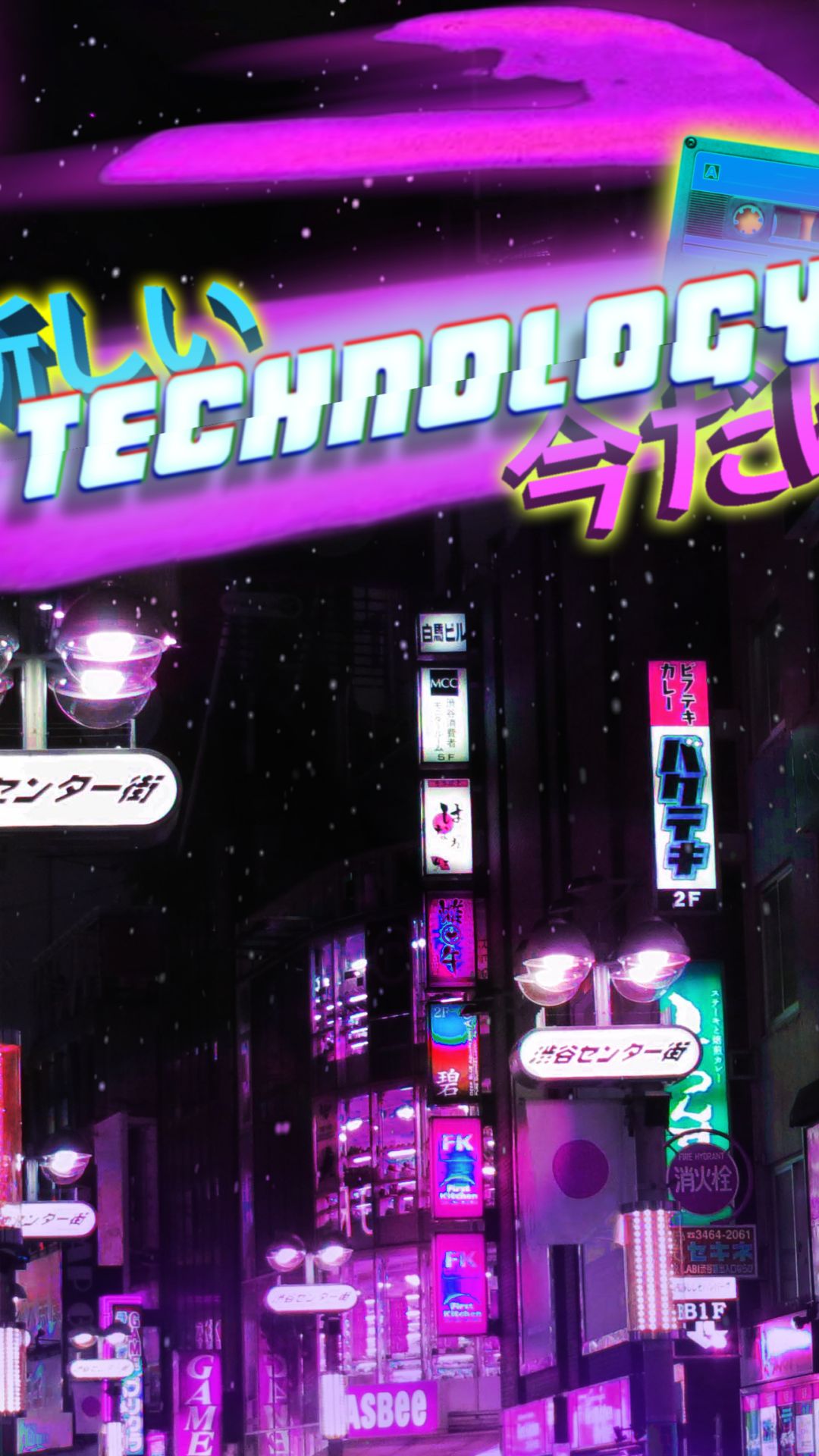 Download mobile wallpaper Pink, Night, Retro, Artistic, Tokyo, Magenta, Retro Wave, Vaporwave for free.