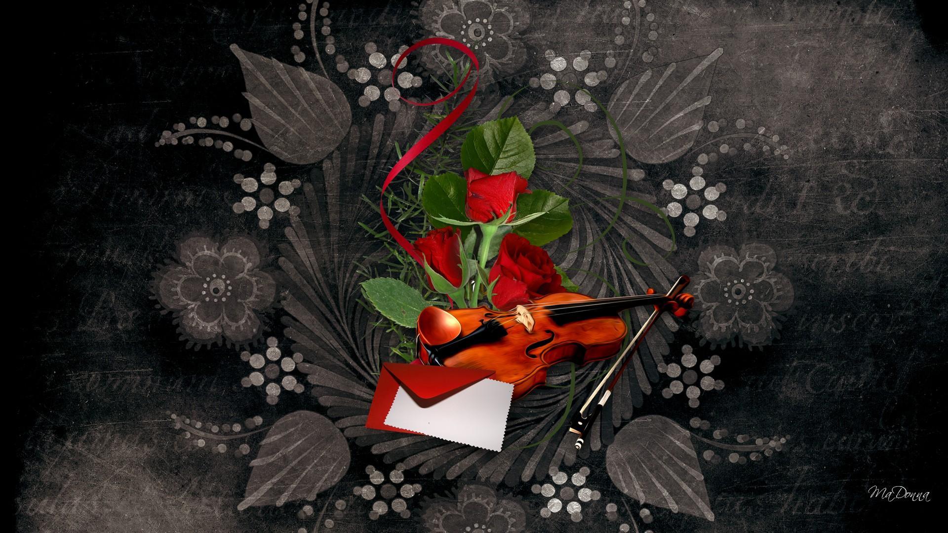 無料モバイル壁紙バイオリン, 薔薇, 芸術的, 愛する, バレンタイン・デーをダウンロードします。