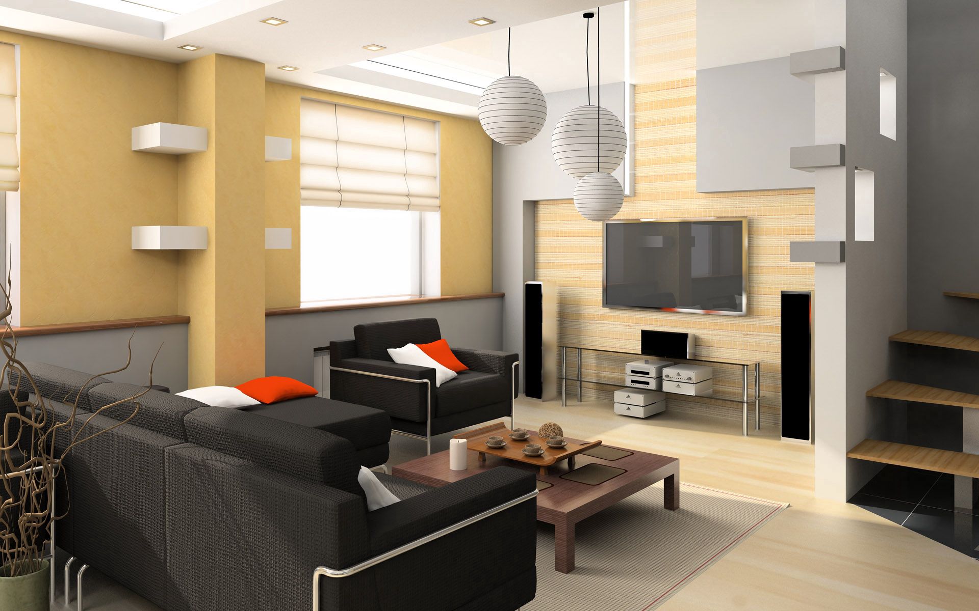 miscellaneous, interior, miscellanea, design, room, sofa, television, television set HD wallpaper