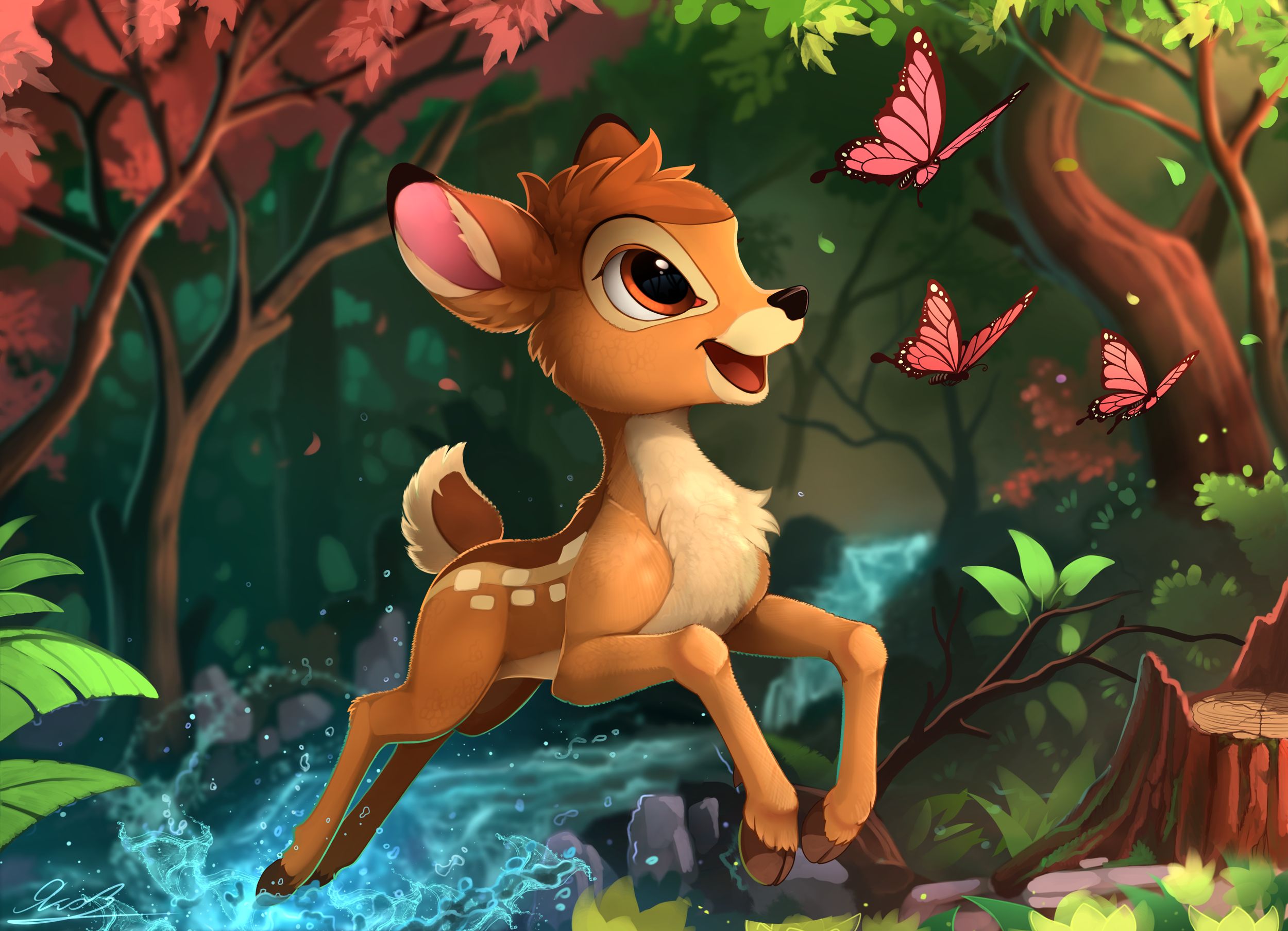 1058305 télécharger le fond d'écran film, bambi, bambi (personnage), papillon, faon - économiseurs d'écran et images gratuitement