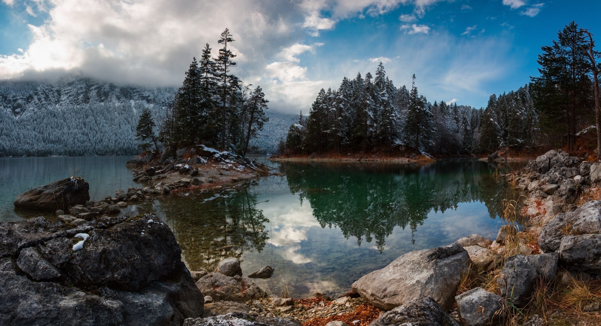 Free download wallpaper Landscape, Nature, Lakes, Mountain, Lake, Reflection, Alps, Earth, Stone, Cloud, Germany, Bavaria, Fir Tree on your PC desktop
