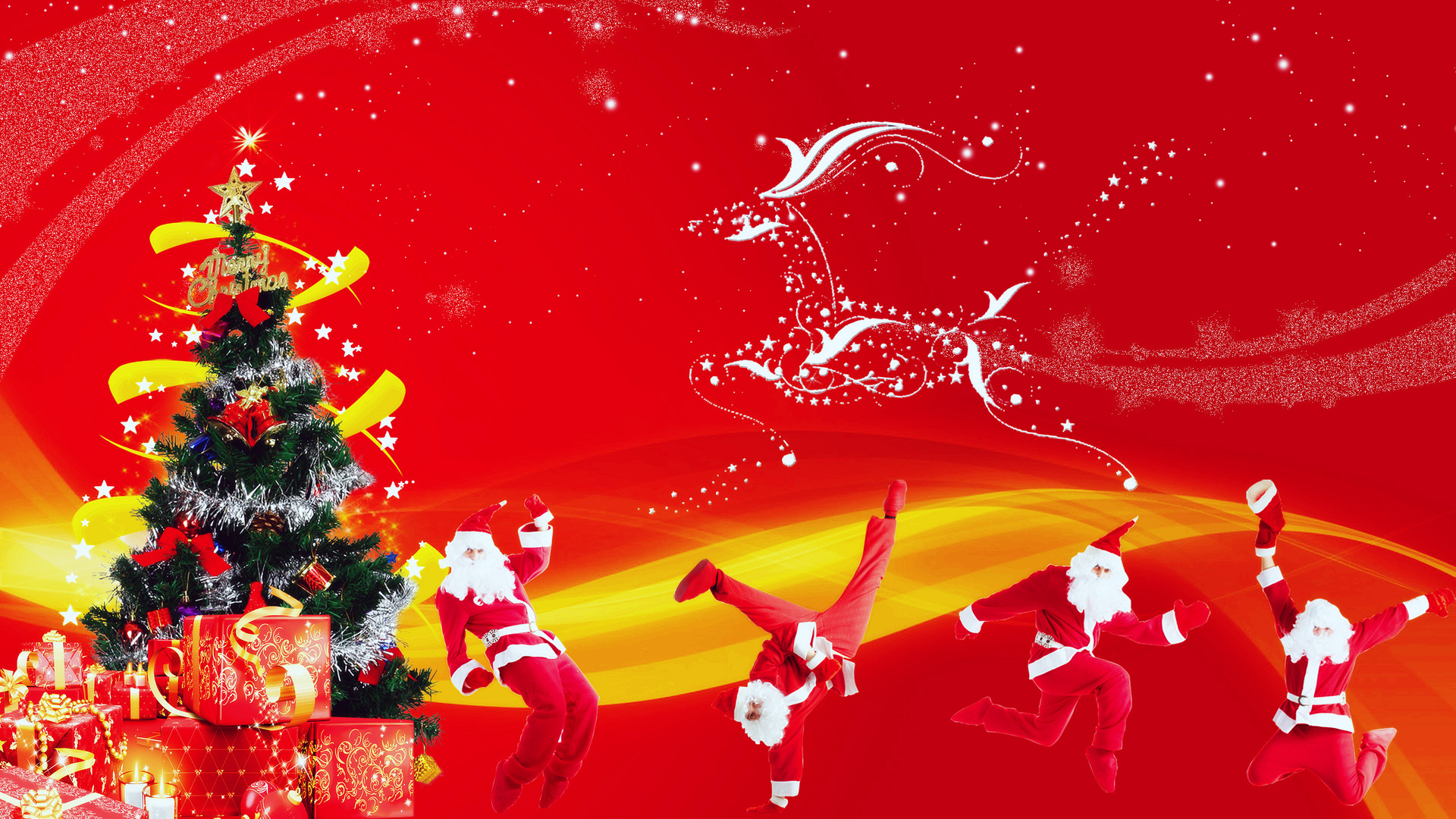 Laden Sie das Feiertage, Weihnachtsmann, Weihnachten, Geschenk, Weihnachtsbaum-Bild kostenlos auf Ihren PC-Desktop herunter