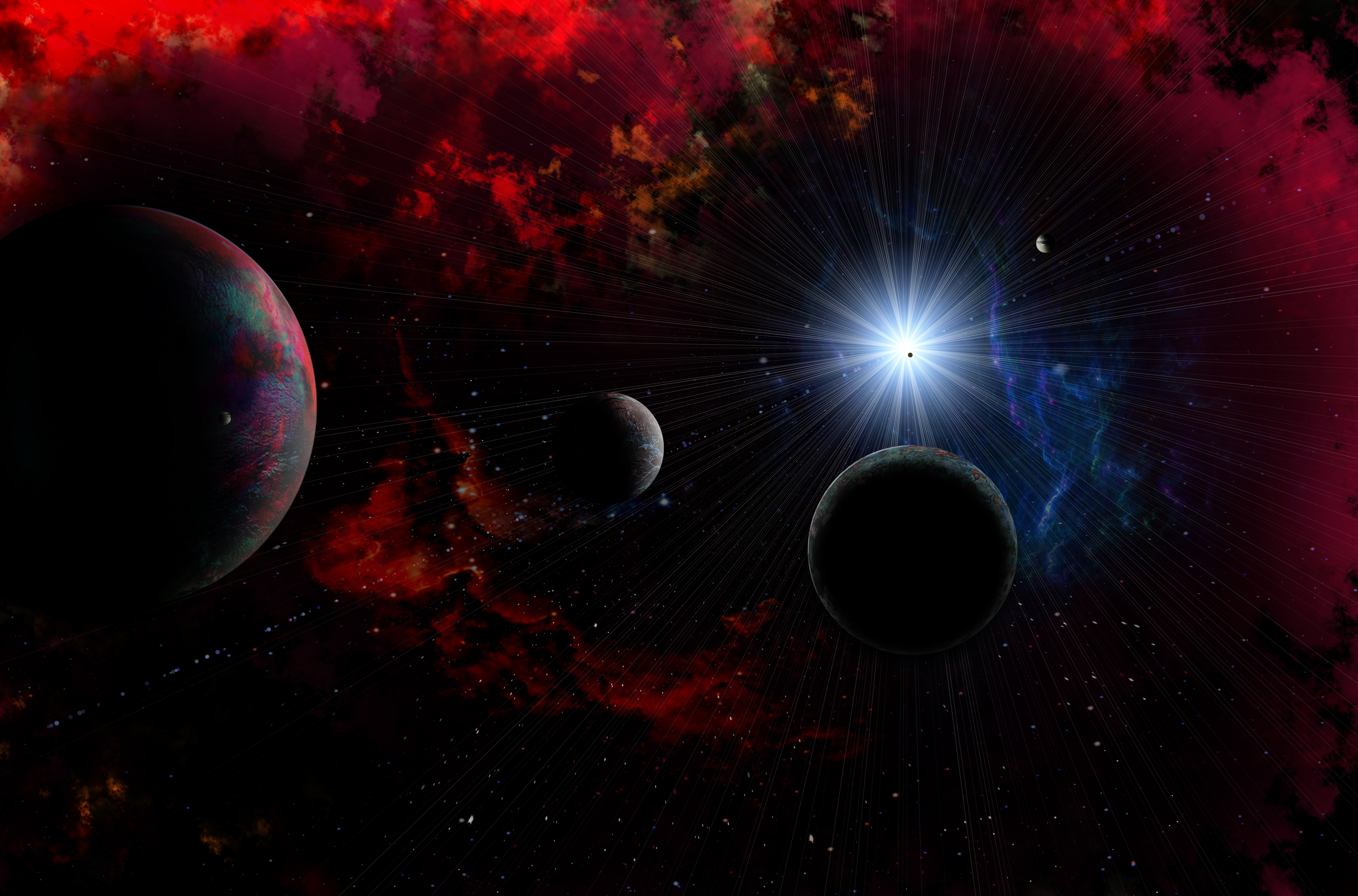Скачать обои бесплатно Космос, Звезды, Красный, Планета, Научная Фантастика картинка на рабочий стол ПК