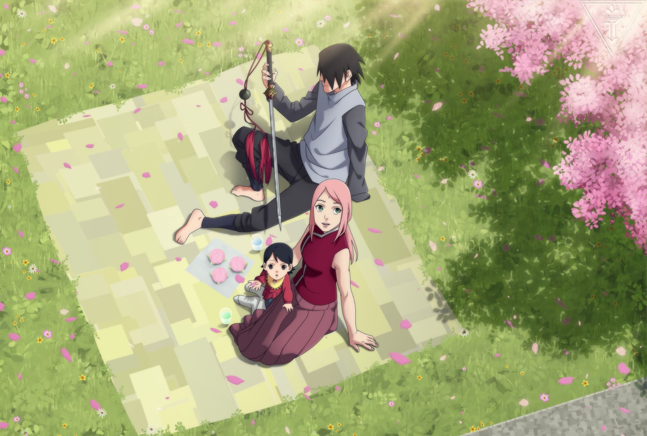 Download mobile wallpaper Anime, Naruto, Sasuke Uchiha, Sakura Haruno, Sarada Uchiha for free.