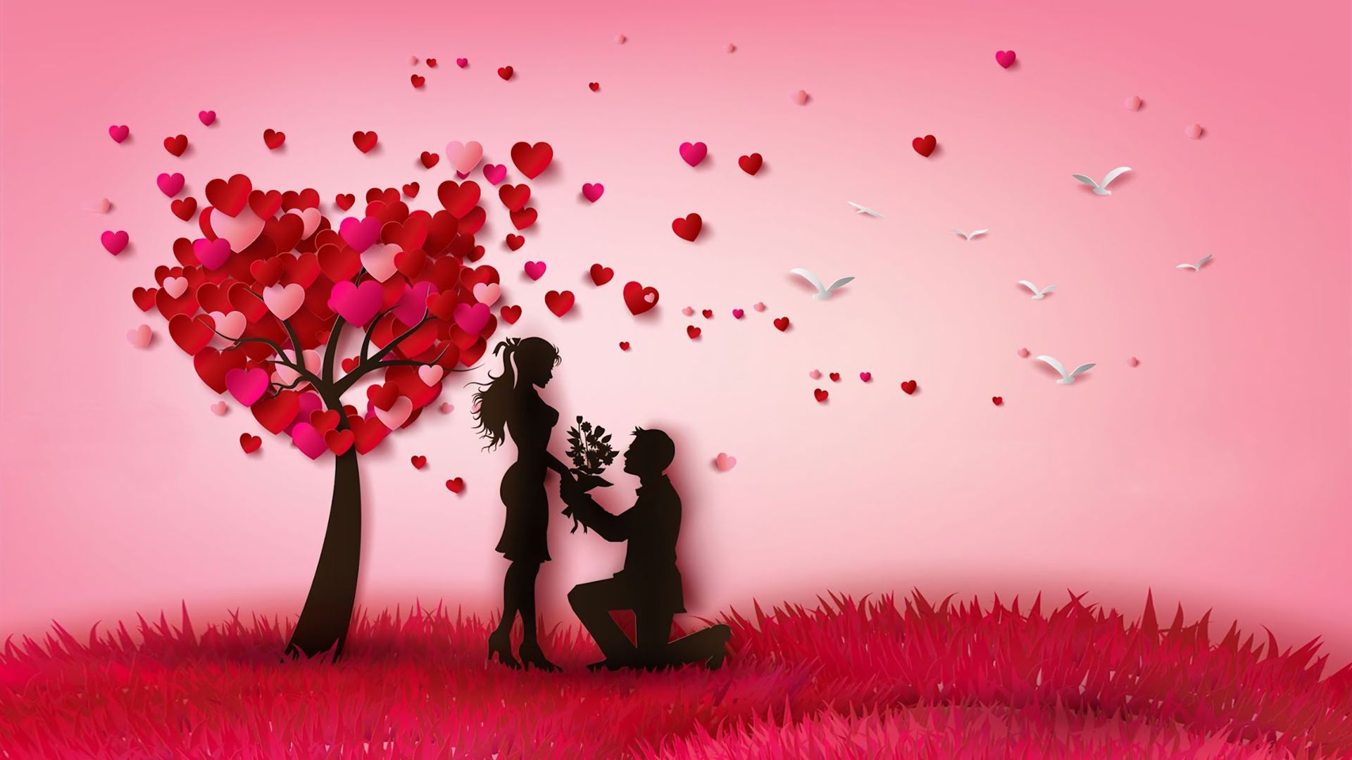 PCデスクトップに木, カップル, 愛する, バレンタイン・デー, 心臓, ホリデー画像を無料でダウンロード