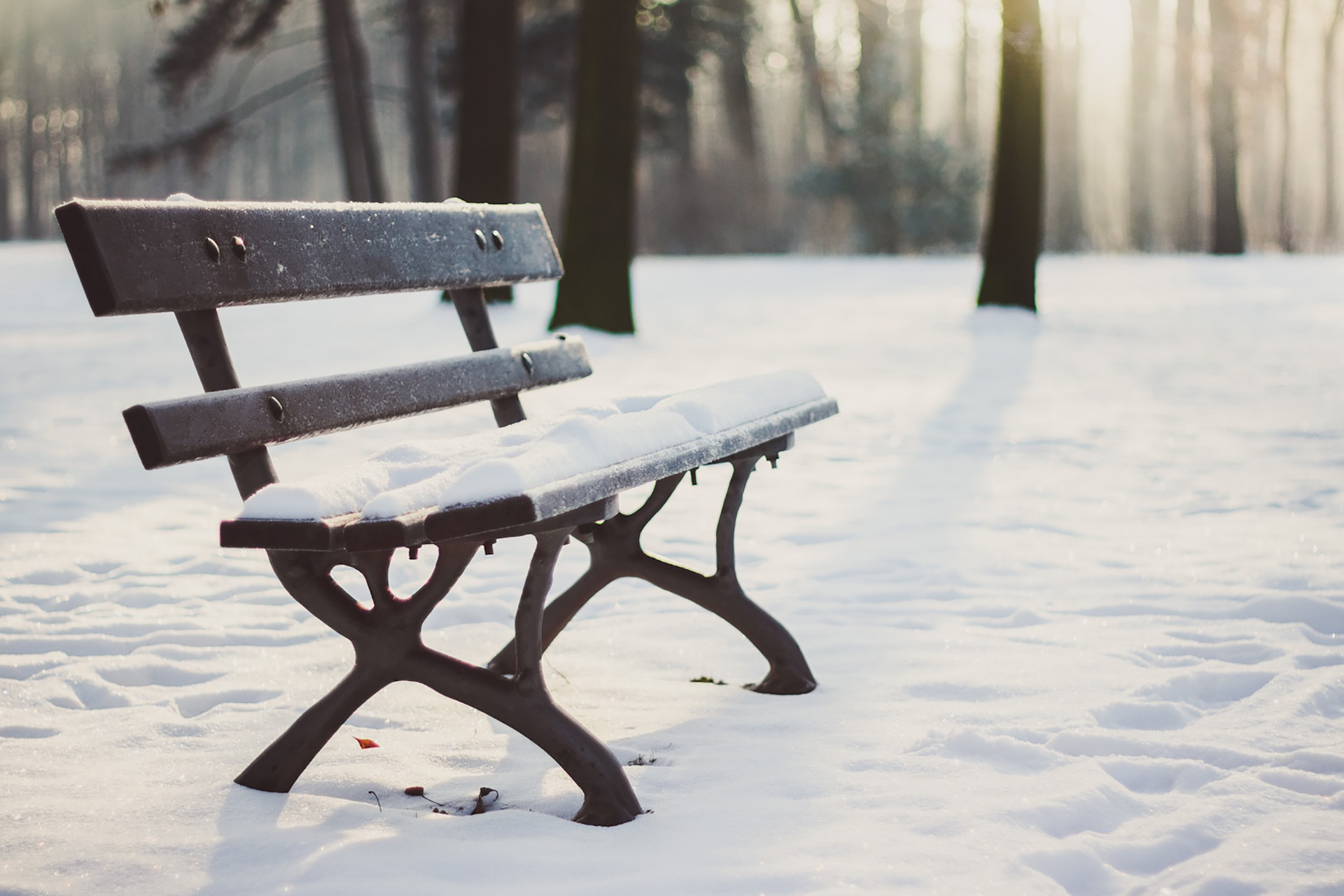 Free download wallpaper Winter, Snow, Bench, Man Made on your PC desktop