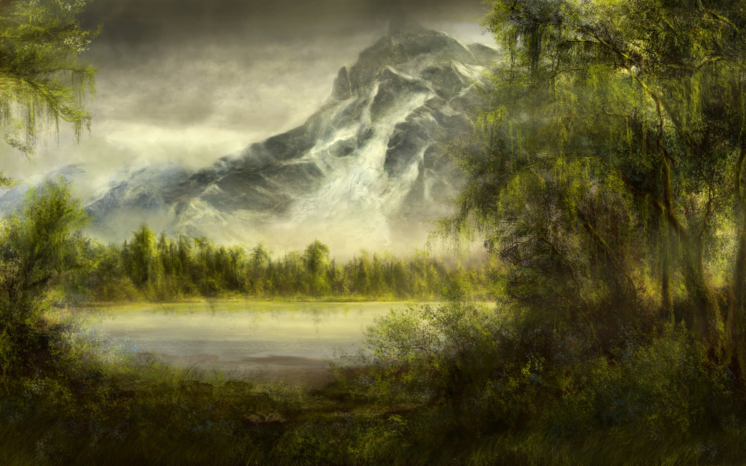 Laden Sie das Landschaft, Natur, See, Gebirge, Künstlerisch-Bild kostenlos auf Ihren PC-Desktop herunter