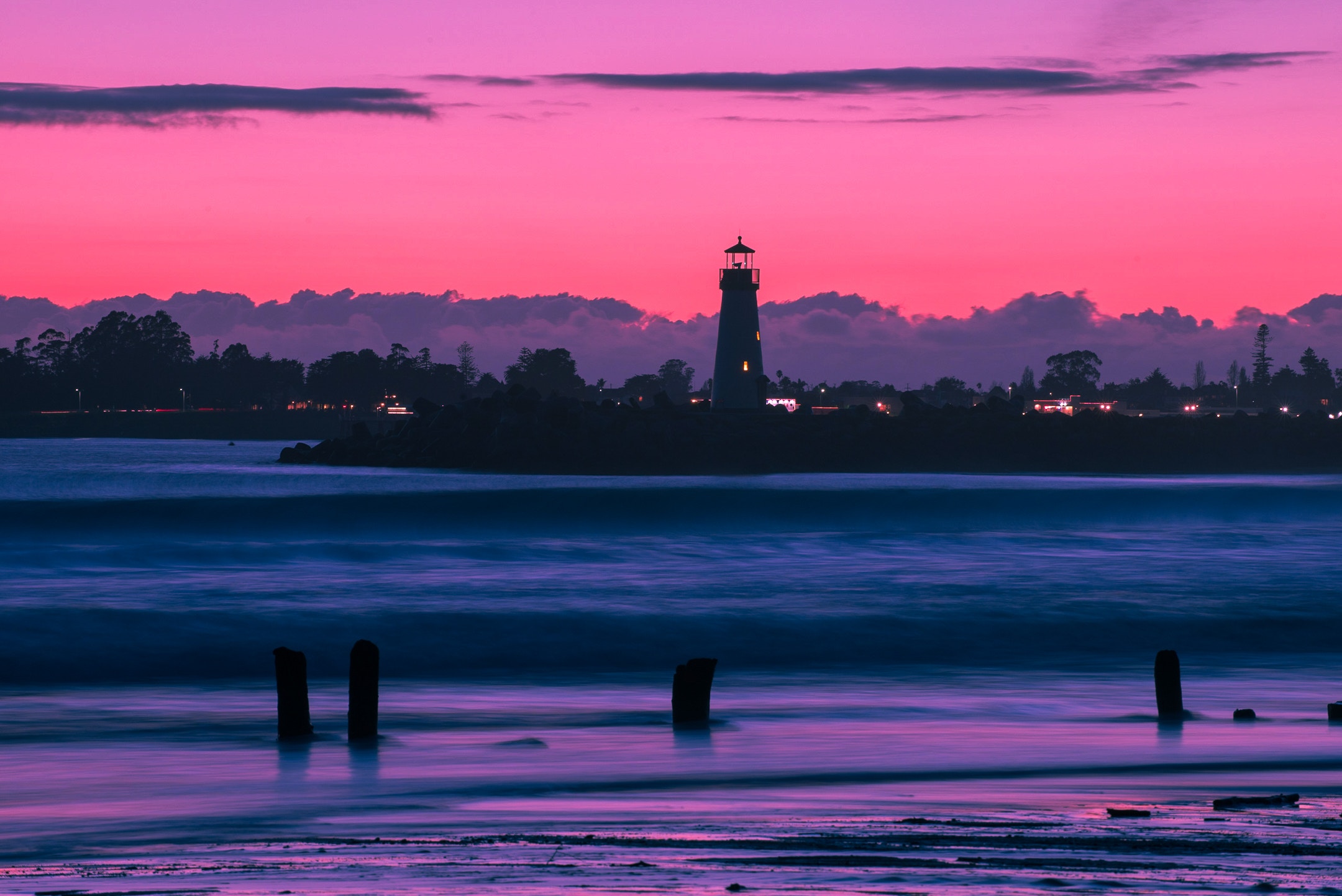 lighthouse, nature, sunset, sky, bay