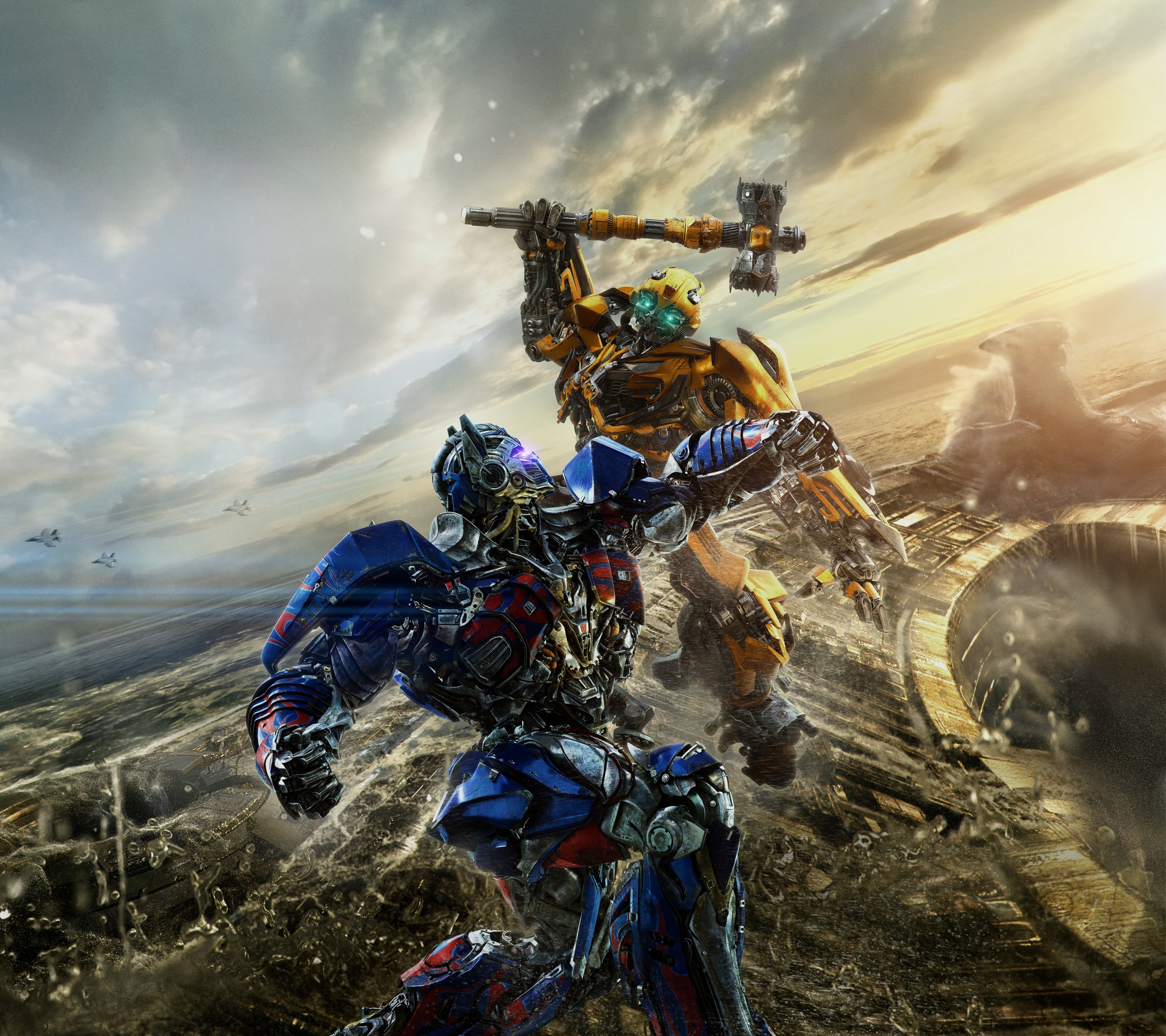 Free download wallpaper Transformers, Movie, Optimus Prime, Bumblebee (Transformers), Transformers: The Last Knight on your PC desktop
