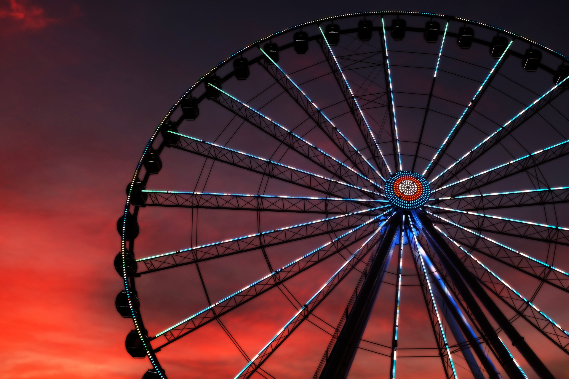 Download mobile wallpaper Sunset, Ferris Wheel, Man Made for free.