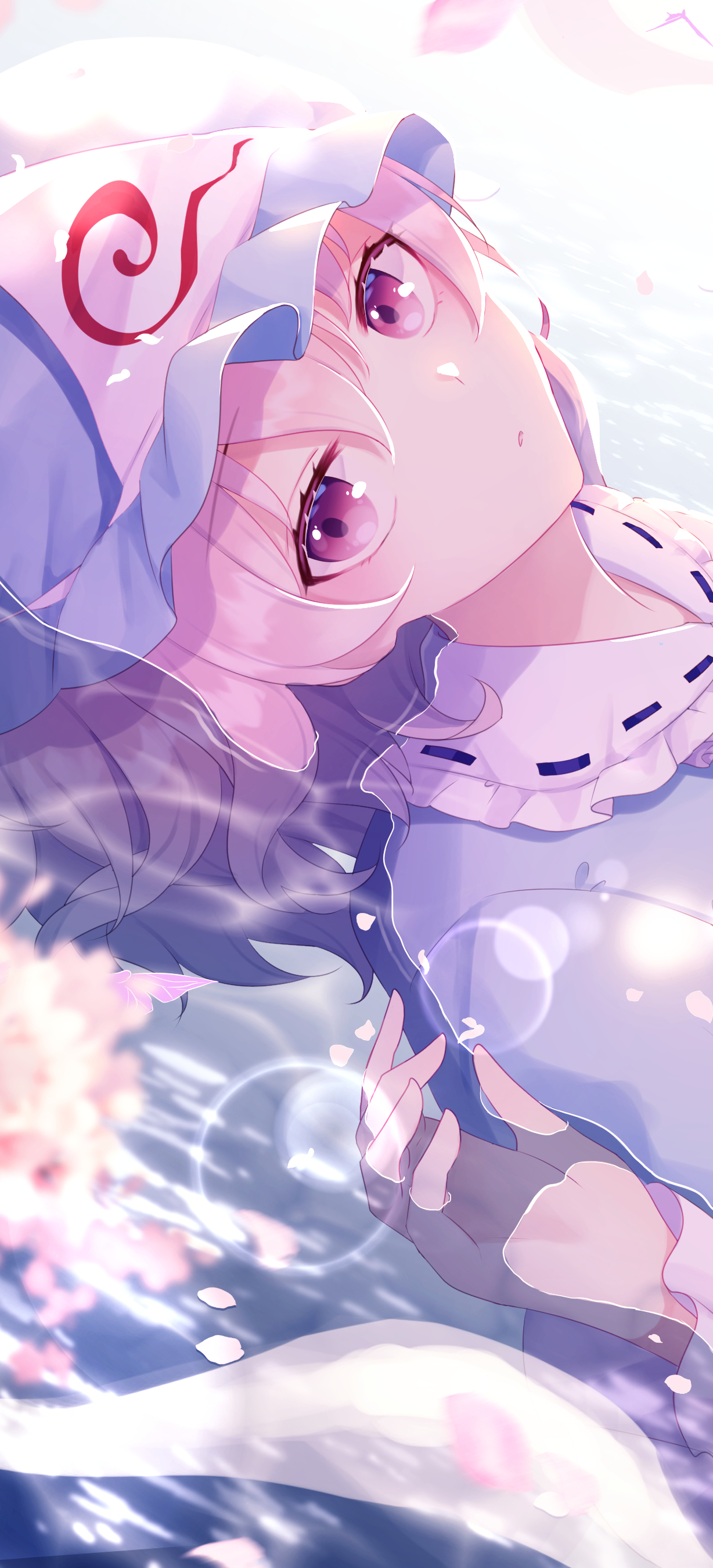 Download mobile wallpaper Anime, Hat, Touhou, Yuyuko Saigyouji, Pink Eyes for free.