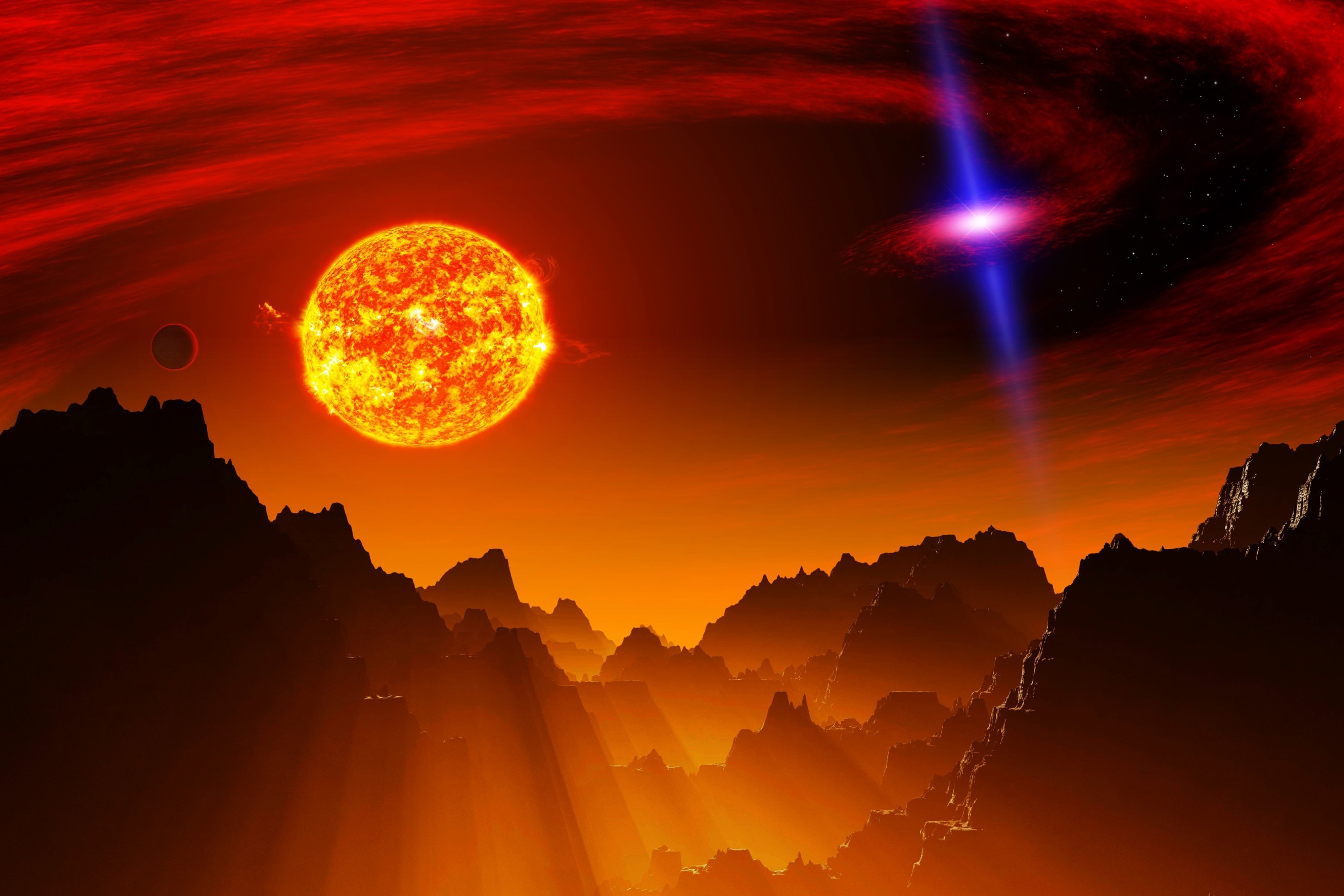 Laden Sie das Landschaft, Science Fiction, Sonne, Galaxie-Bild kostenlos auf Ihren PC-Desktop herunter