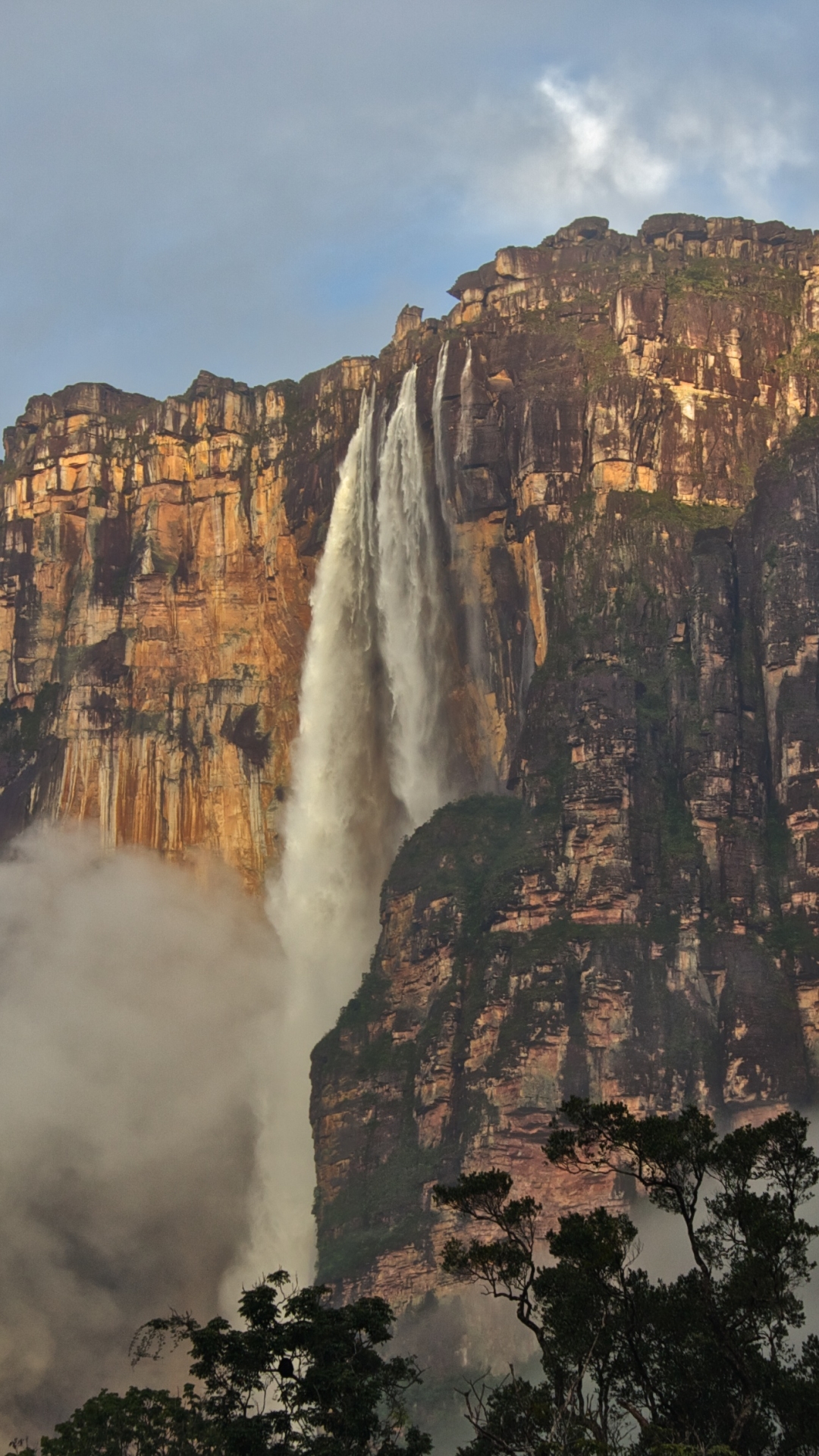 earth, angel falls, waterfall, fog, venezuela, mountain, cliff, waterfalls