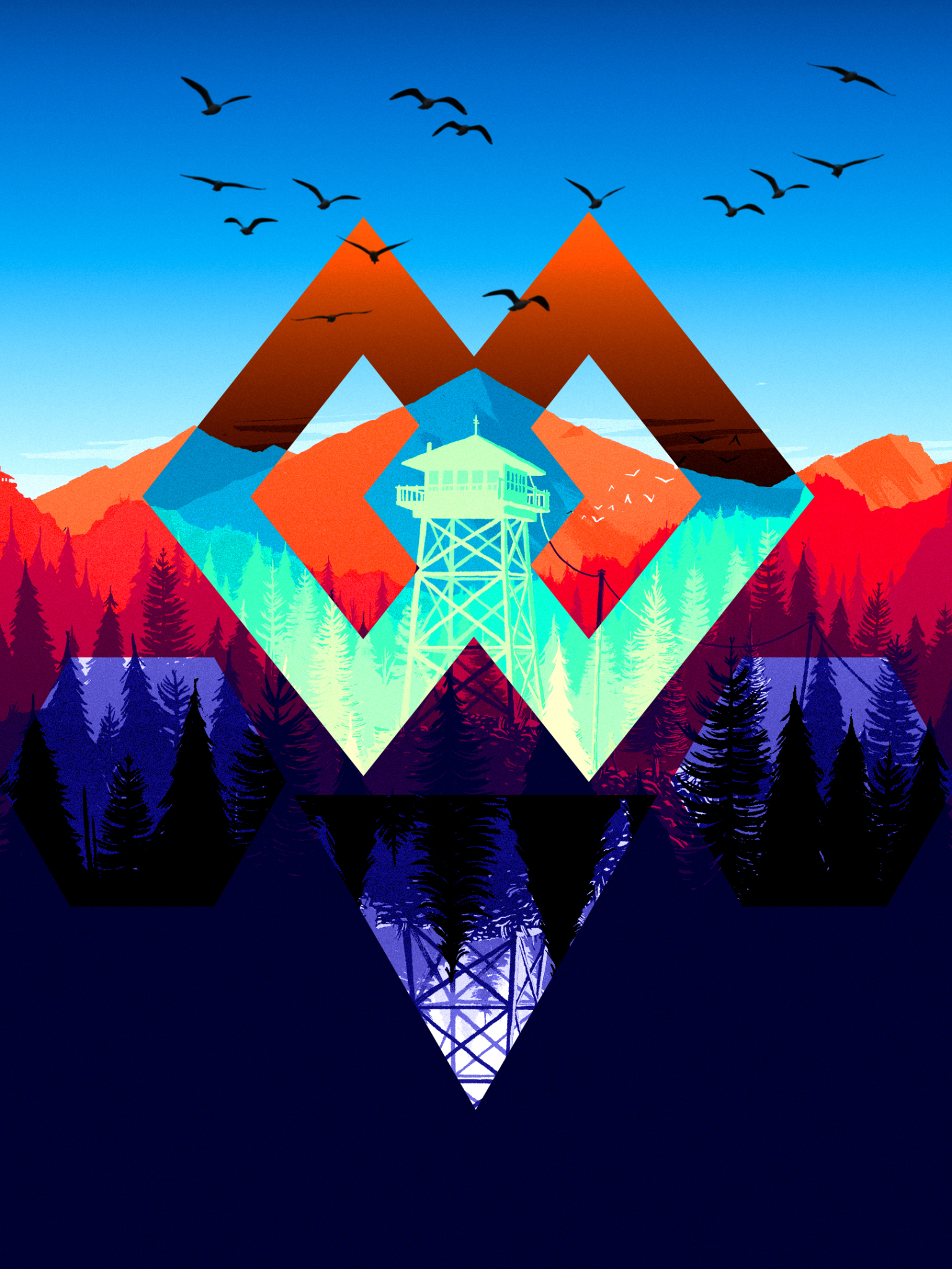 Download mobile wallpaper Mountain, Video Game, Polyscape, Firewatch for free.