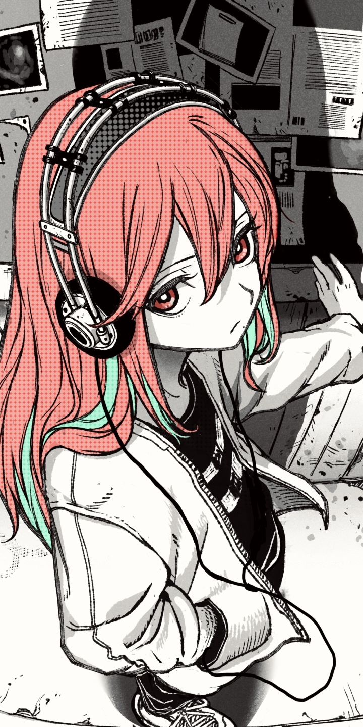 Download mobile wallpaper Anime, Headphones, Original for free.