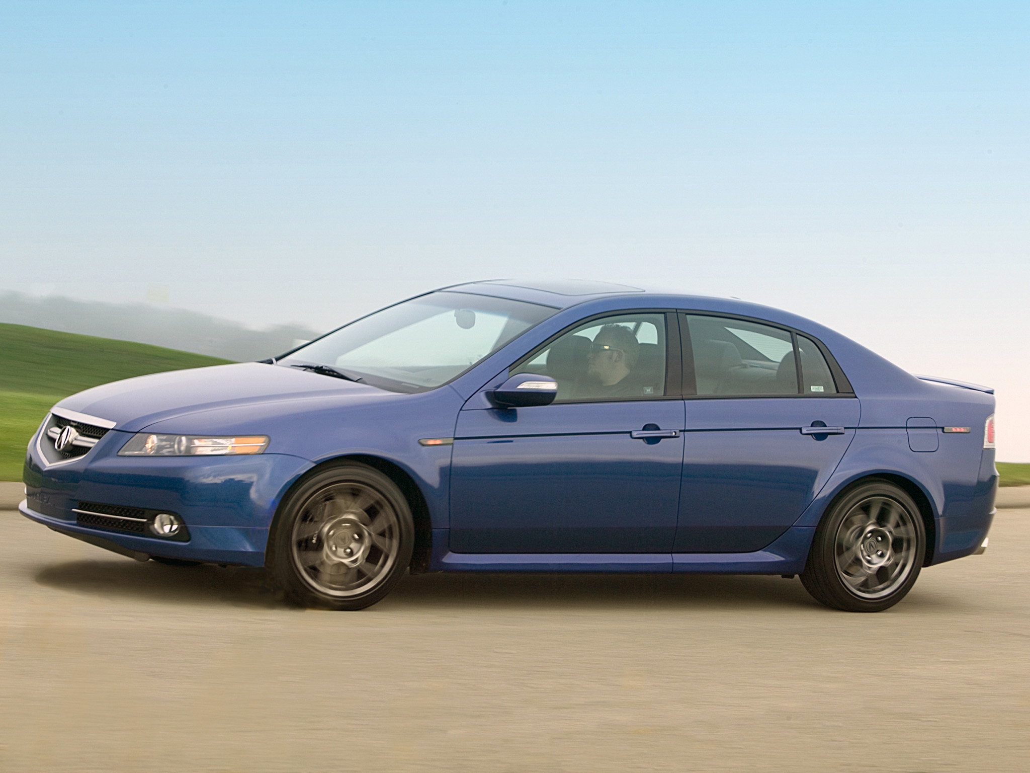 auto, nature, acura, cars, blue, side view, speed, style, akura, tl, 2007