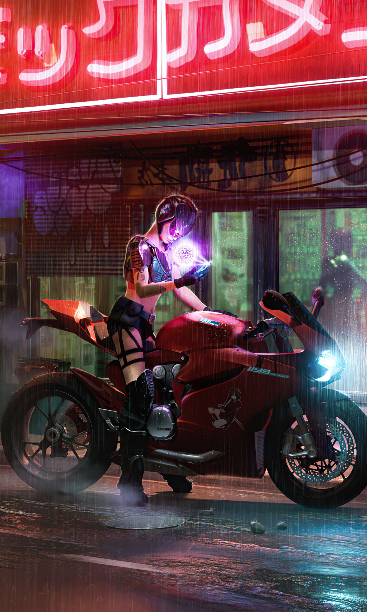 Download mobile wallpaper Cyberpunk, Motorcycle, Sci Fi, Futuristic for free.