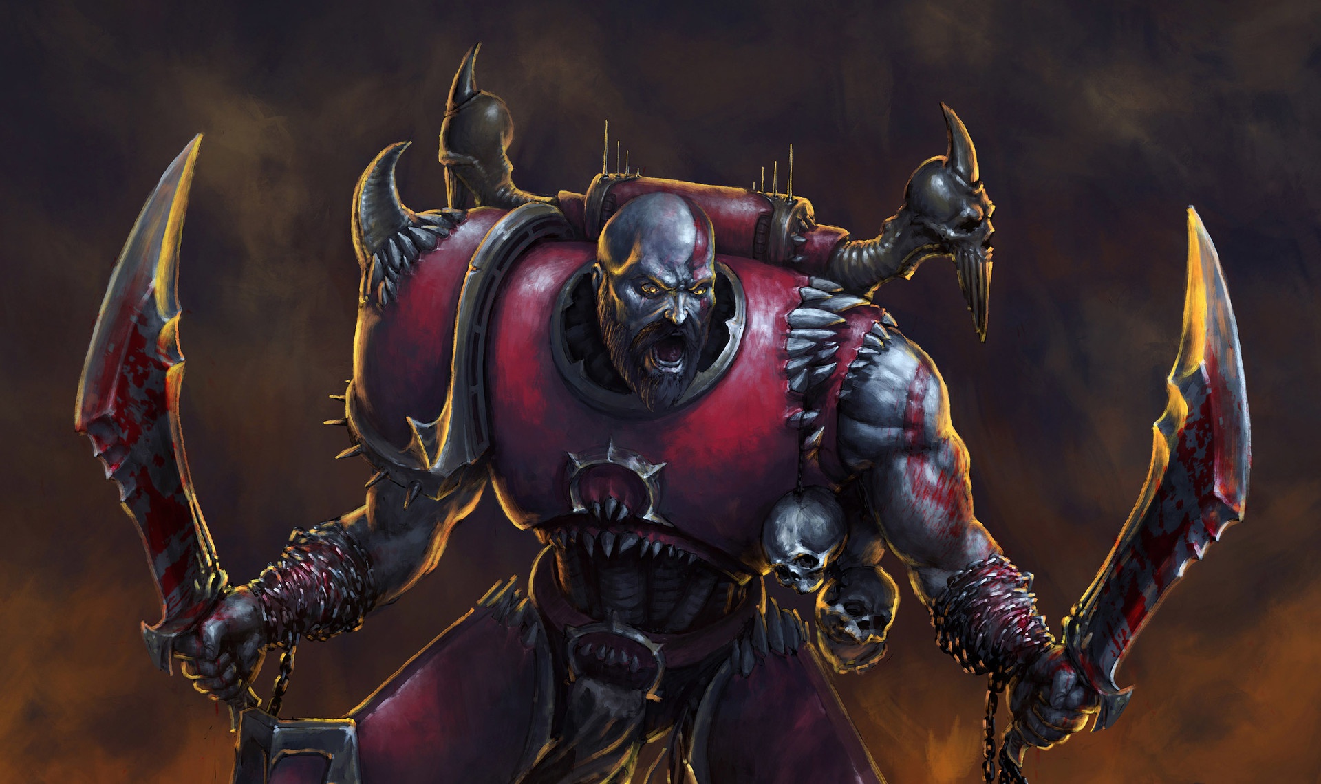 Download mobile wallpaper God Of War, Warrior, Crossover, Warhammer 40K, Video Game, Kratos (God Of War) for free.