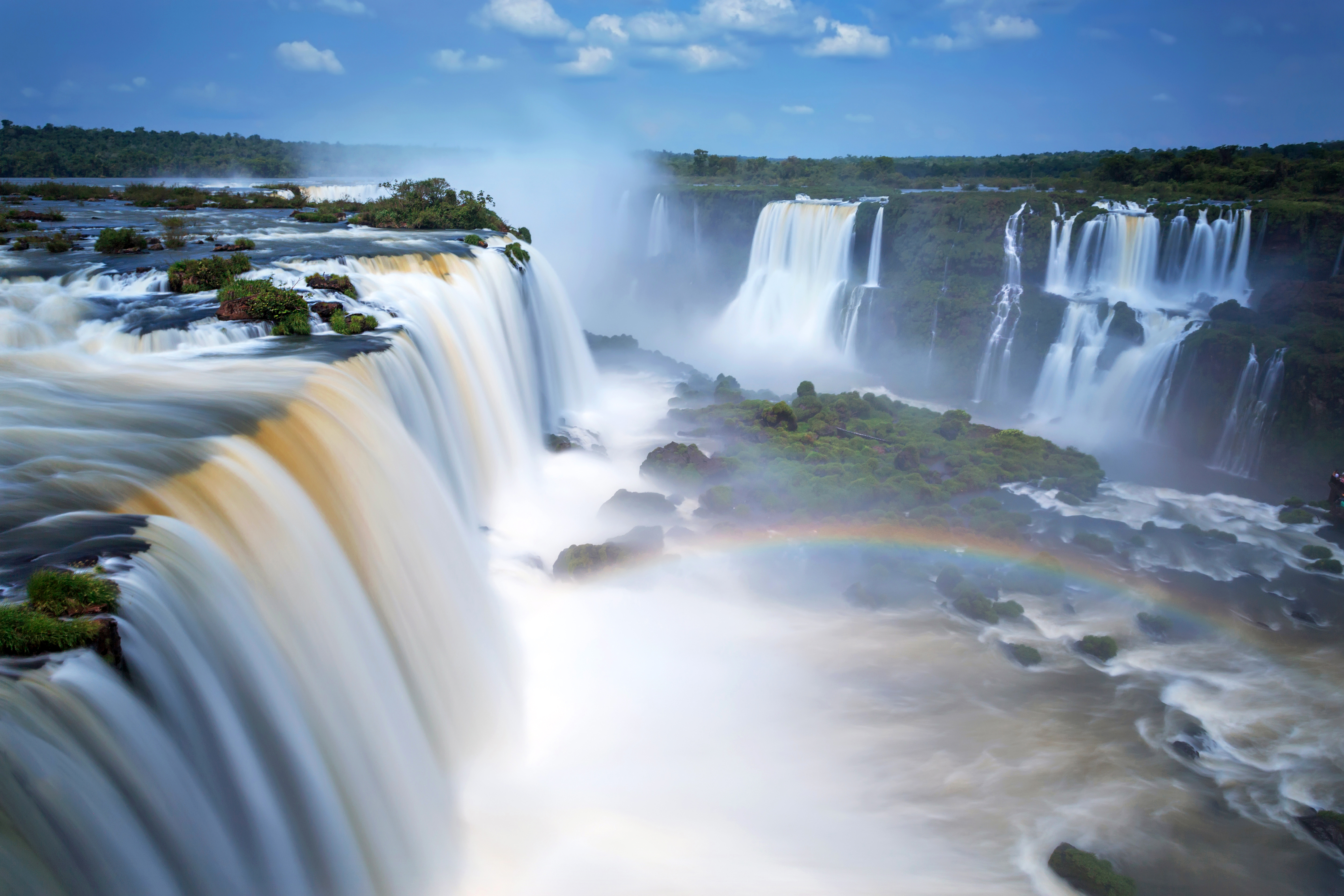 argentina, earth, iguazu falls, nature, rainbow, waterfall, waterfalls