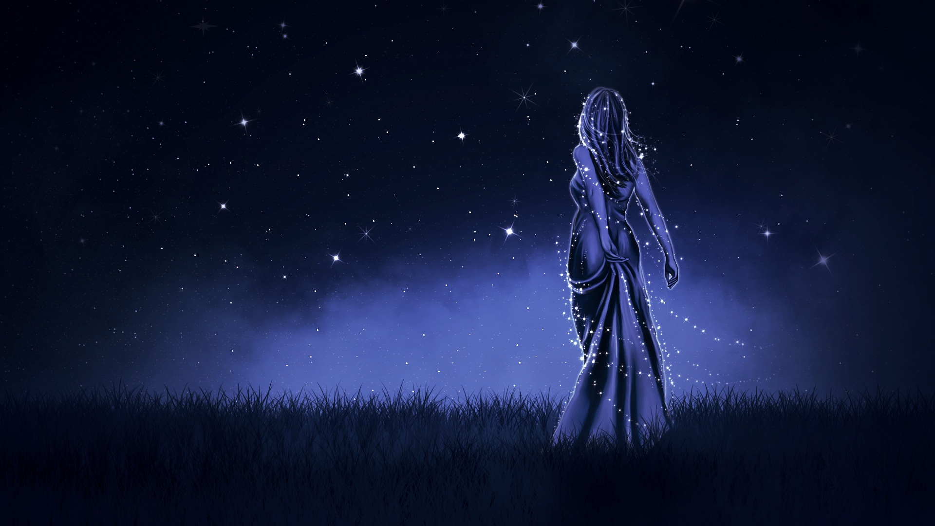 Laden Sie das Fantasie, Frauen, Nacht, Sternenklarer Himmel-Bild kostenlos auf Ihren PC-Desktop herunter