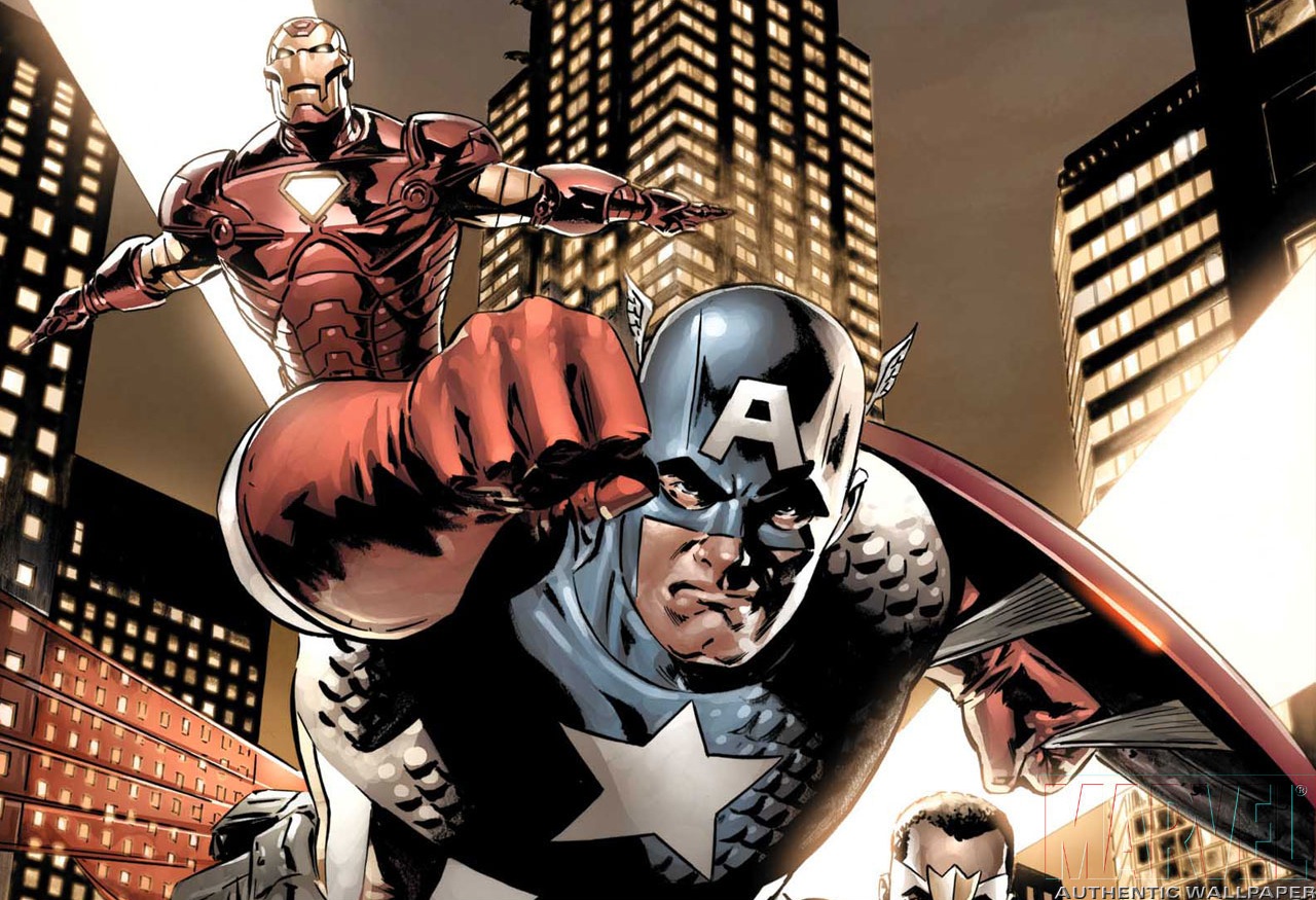 Скачать обои бесплатно Комиксы, Железный Человек, Капитан Америка картинка на рабочий стол ПК
