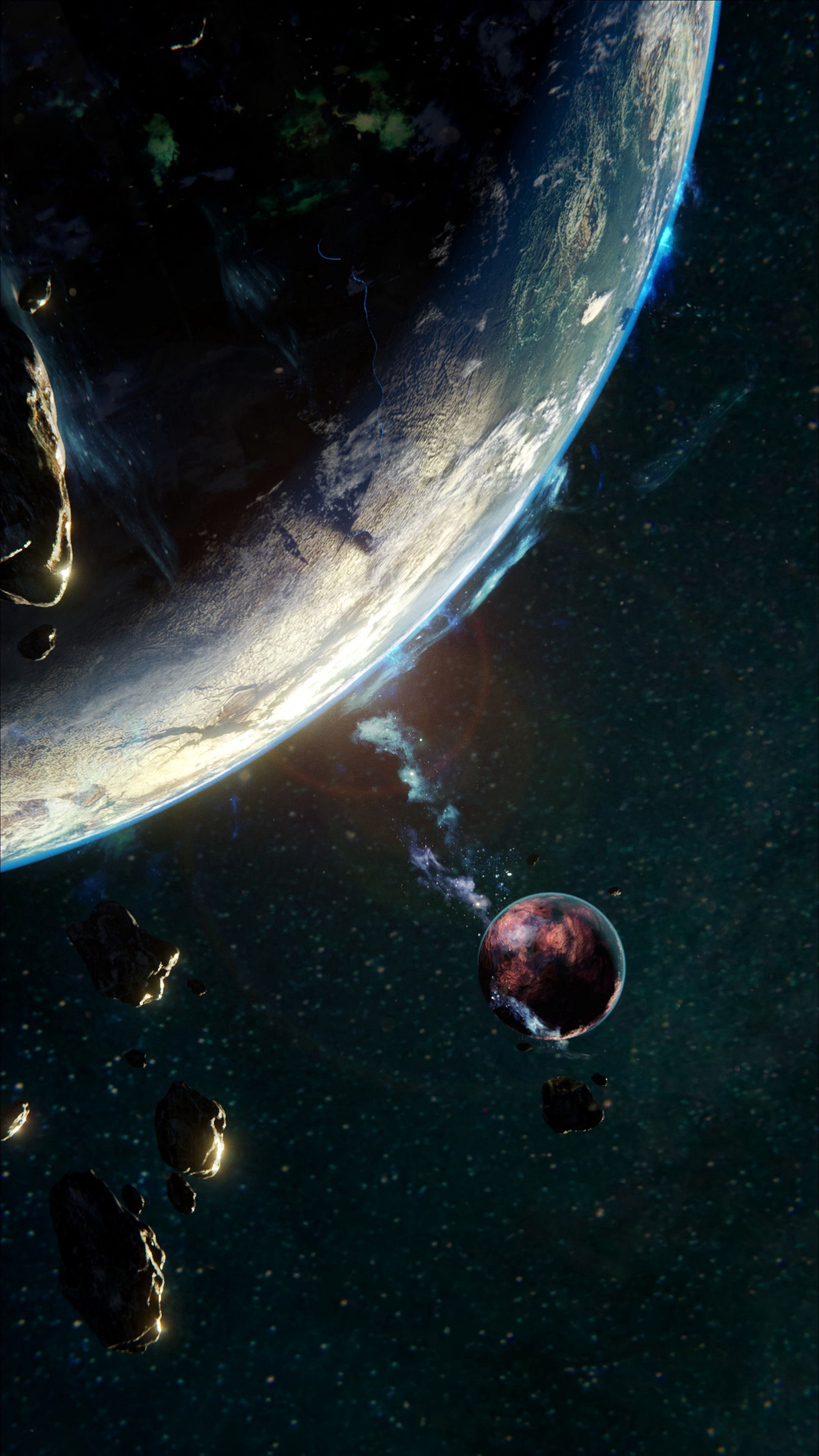 Free download wallpaper Universe, Asteroid, Satellite, Planet on your PC desktop