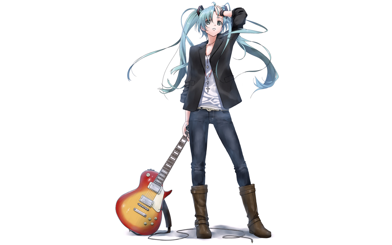 Download mobile wallpaper Anime, Guitar, Vocaloid, Hatsune Miku for free.