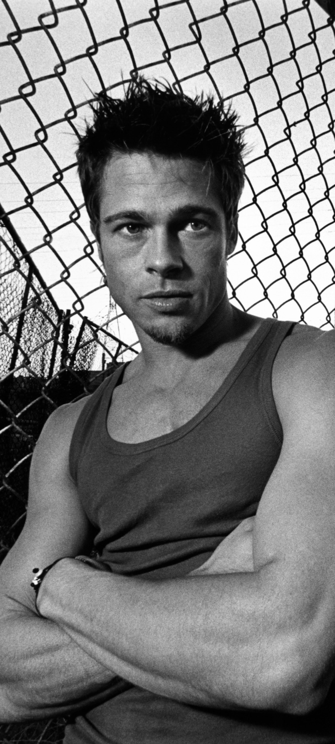 Download mobile wallpaper Brad Pitt, American, Celebrity, Black & White, Actor for free.
