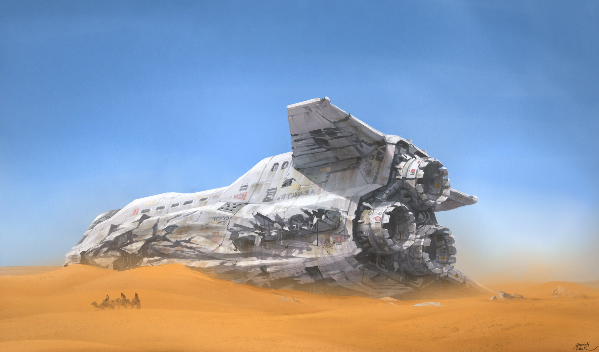 Download mobile wallpaper Desert, Sci Fi, Spaceship for free.
