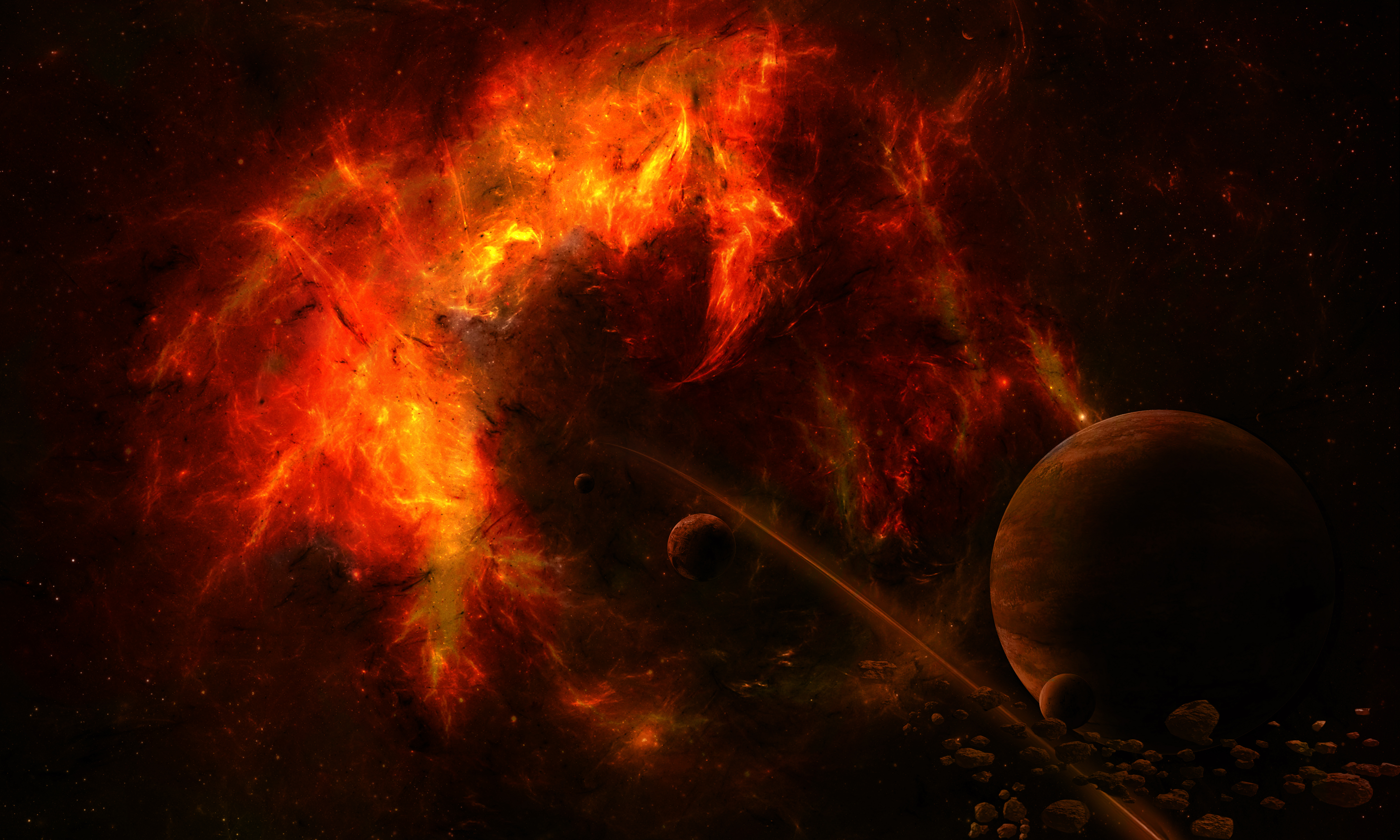 Download mobile wallpaper Cloud, Nebula, Fire, Abstract, Balls for free.