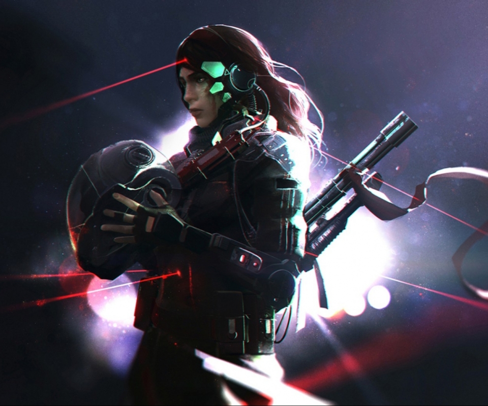 Free download wallpaper Helmet, Sci Fi, Women Warrior, Rifle on your PC desktop