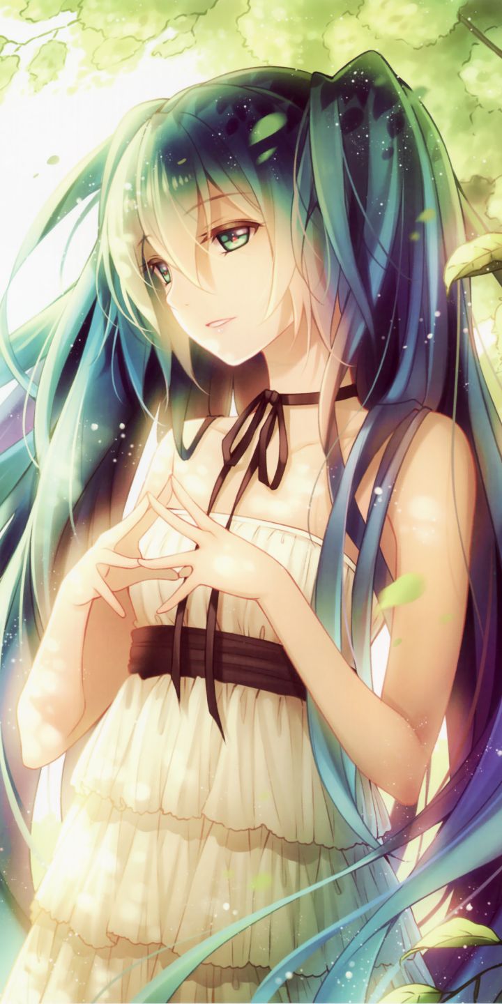 Handy-Wallpaper Vogel, Vocaloid, Blaue Haare, Hatsune Miku, Animes, Lange Haare kostenlos herunterladen.