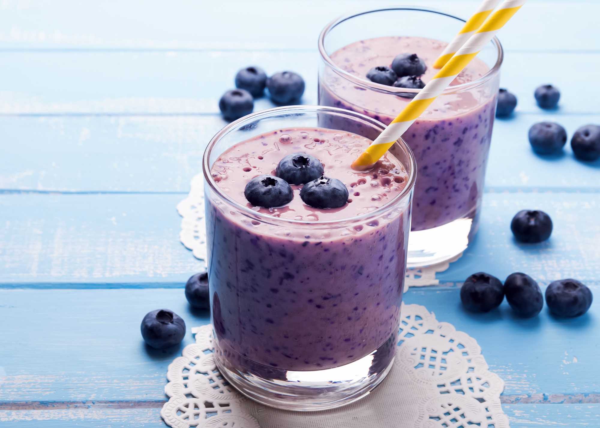 Download mobile wallpaper Food, Blueberry, Glass, Berry, Fruit, Drink, Smoothie for free.
