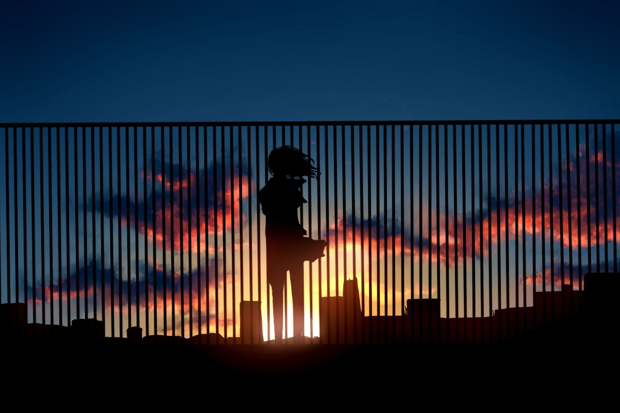 Laden Sie das Mädchen, Sonnenuntergang, Animes-Bild kostenlos auf Ihren PC-Desktop herunter