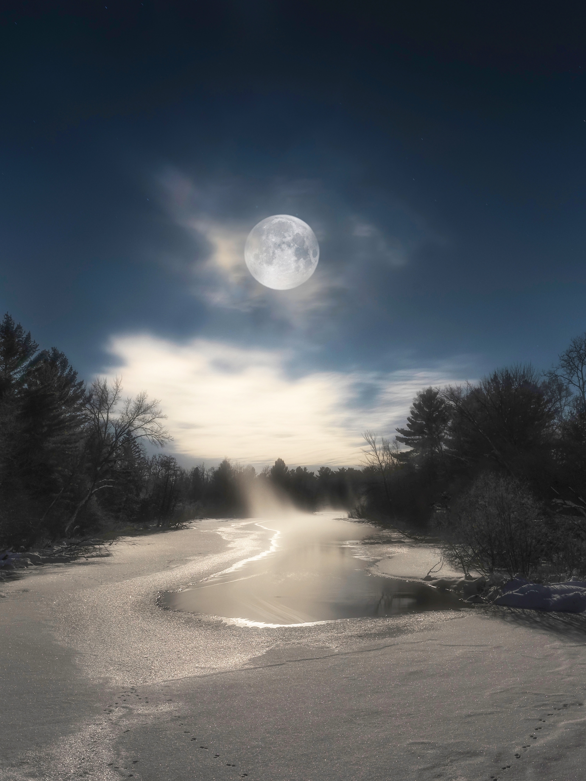 Handy-Wallpaper Winter, Mond, Schnee, Himmel, Erde/natur kostenlos herunterladen.