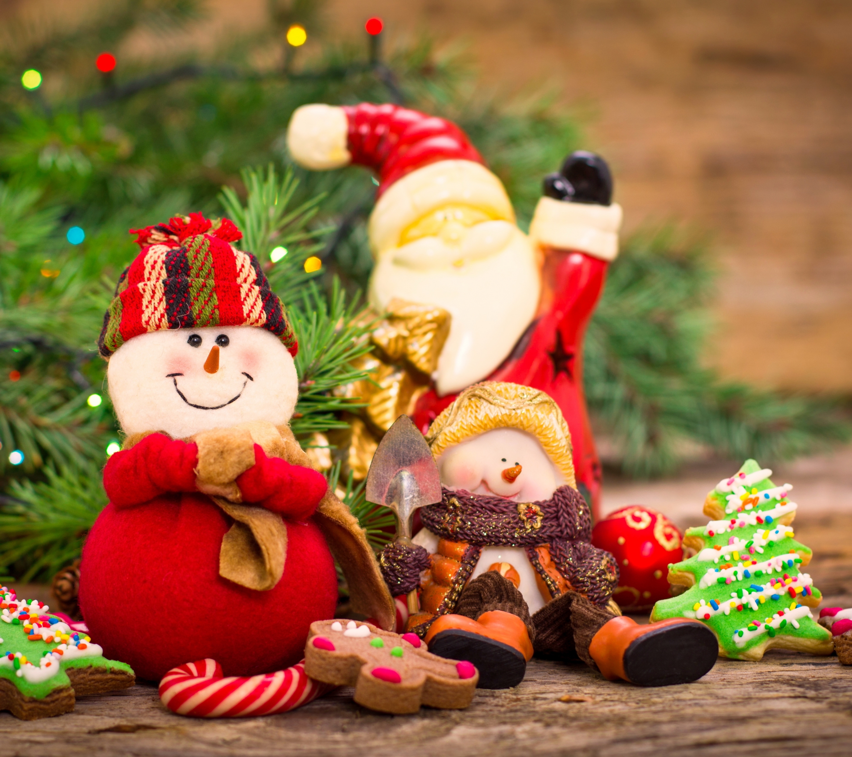 Téléchargez des papiers peints mobile Noël, Vacances, Décorations De Noël, Bonhomme De Neige, Biscuit, Pain D'épice gratuitement.