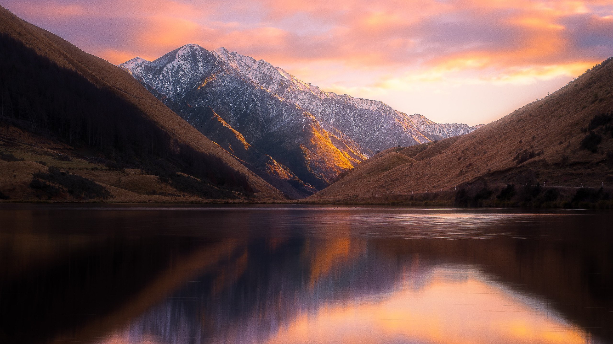 431730 скачать картинку новая зеландия, земля/природа, озеро, ландшафт, гора, природа, закат, озера - обои и заставки бесплатно