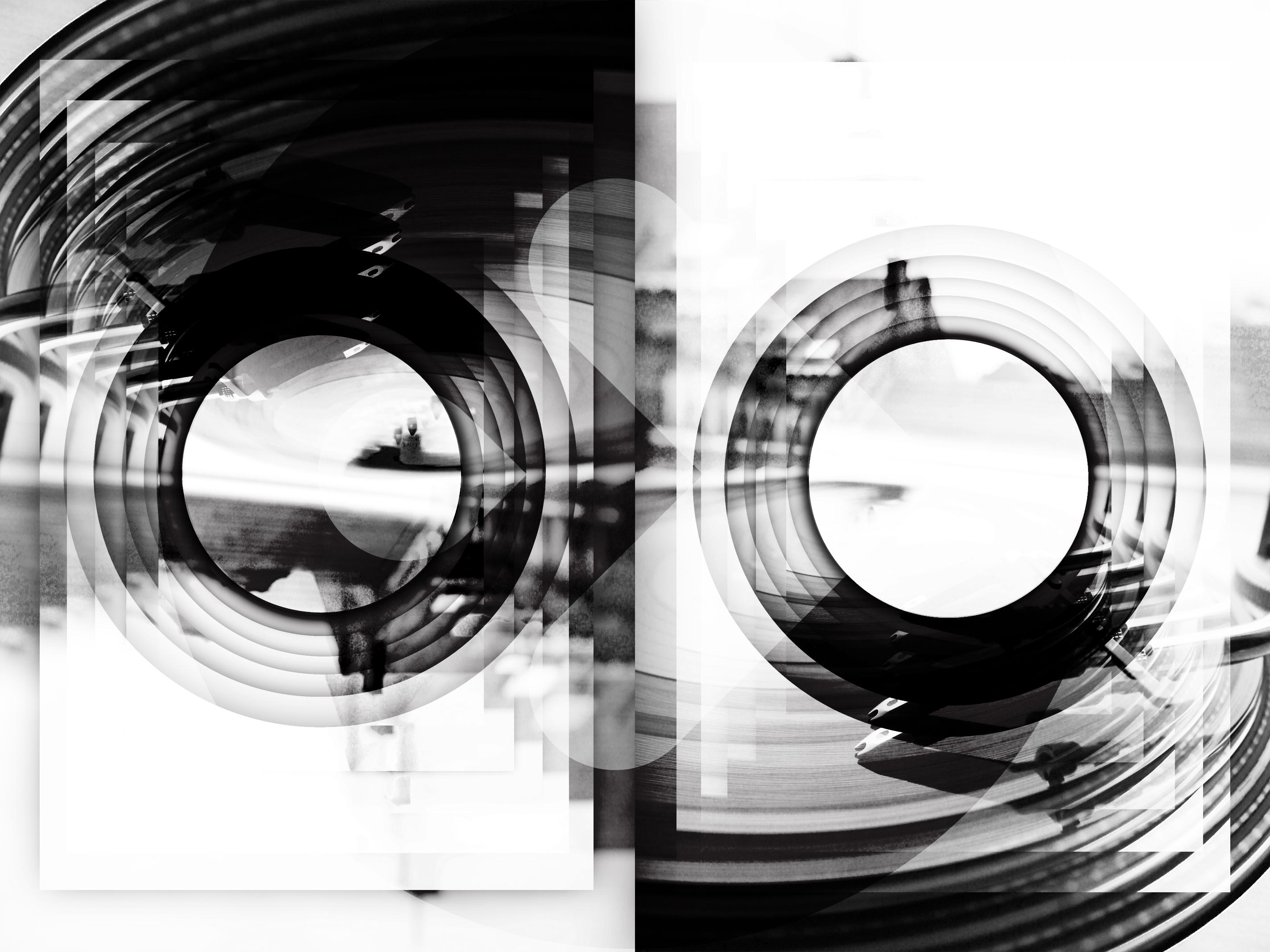abstract, circle, black & white, blur, distortion