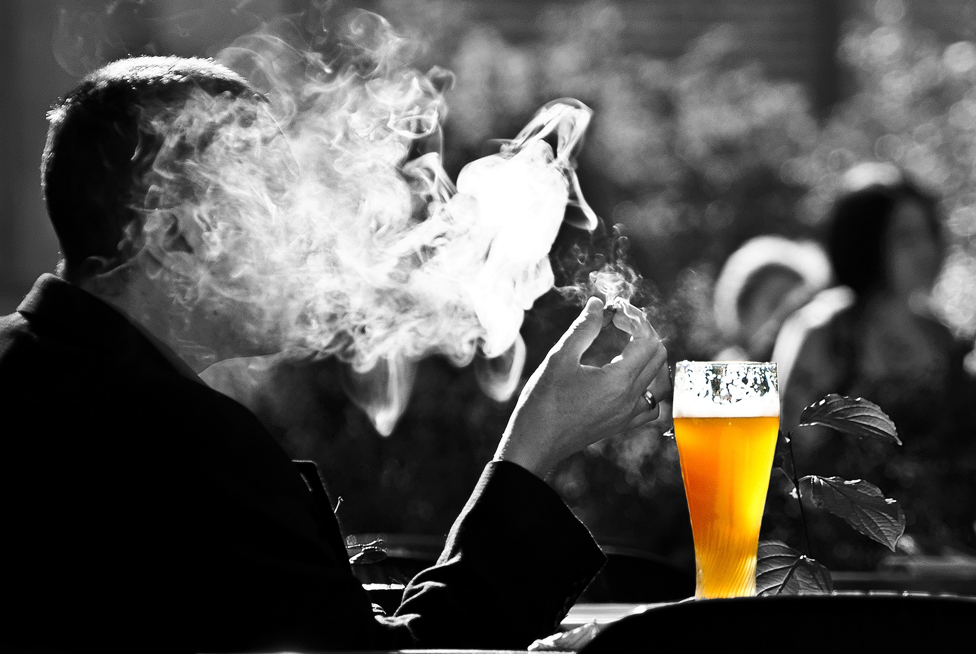Download mobile wallpaper Food, Beer, Selective Color, Smoking for free.