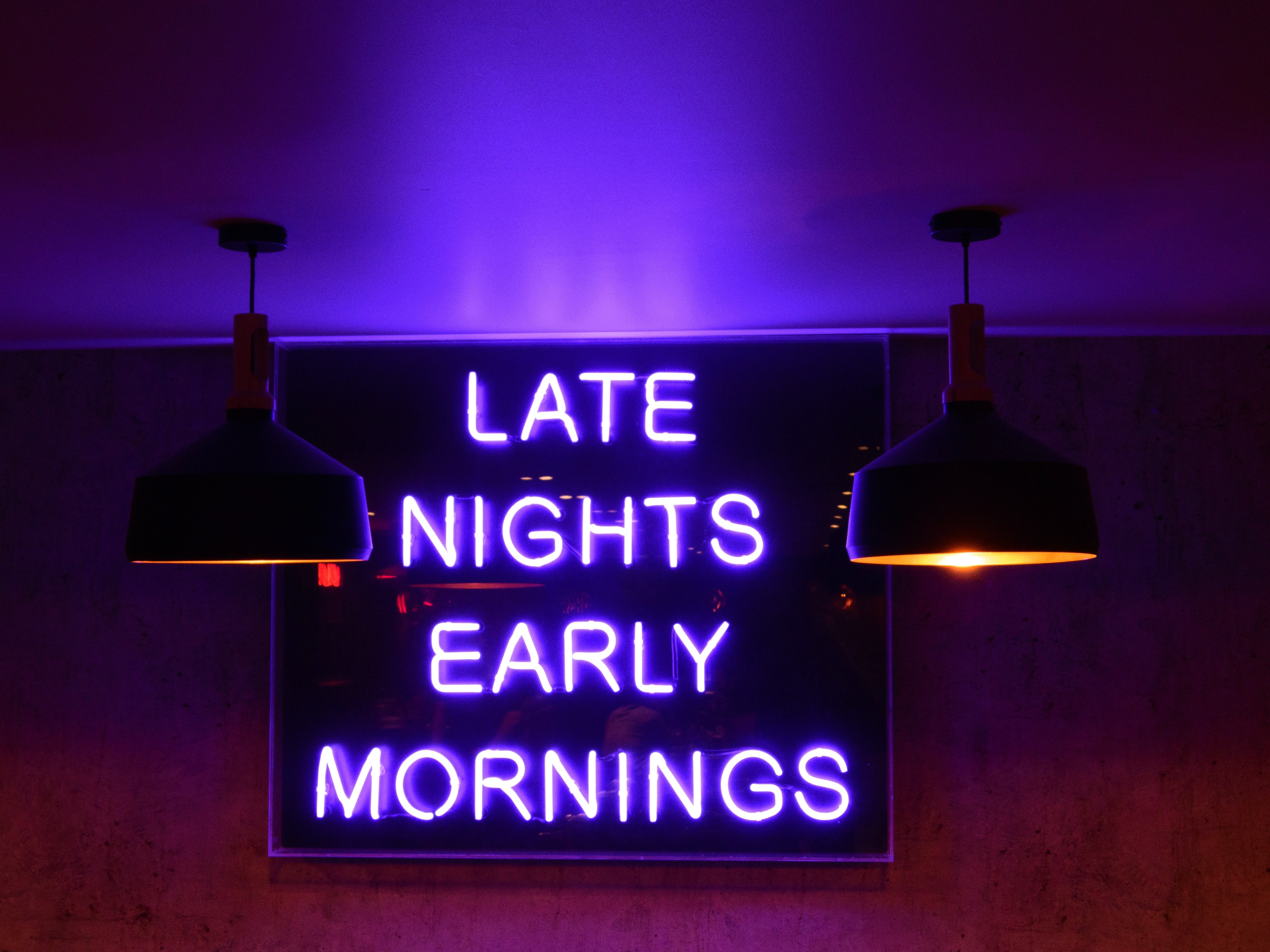Download mobile wallpaper Night, Inscription, Morning, Words, Neon for free.