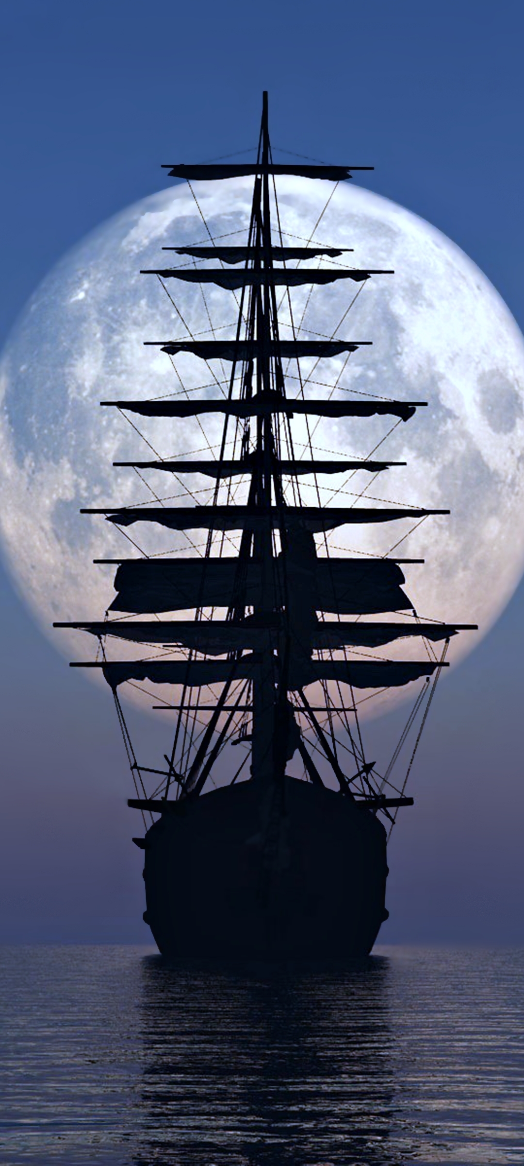 Download mobile wallpaper Moon, Sailboat, Ship, Vehicles, Sailing Ship for free.