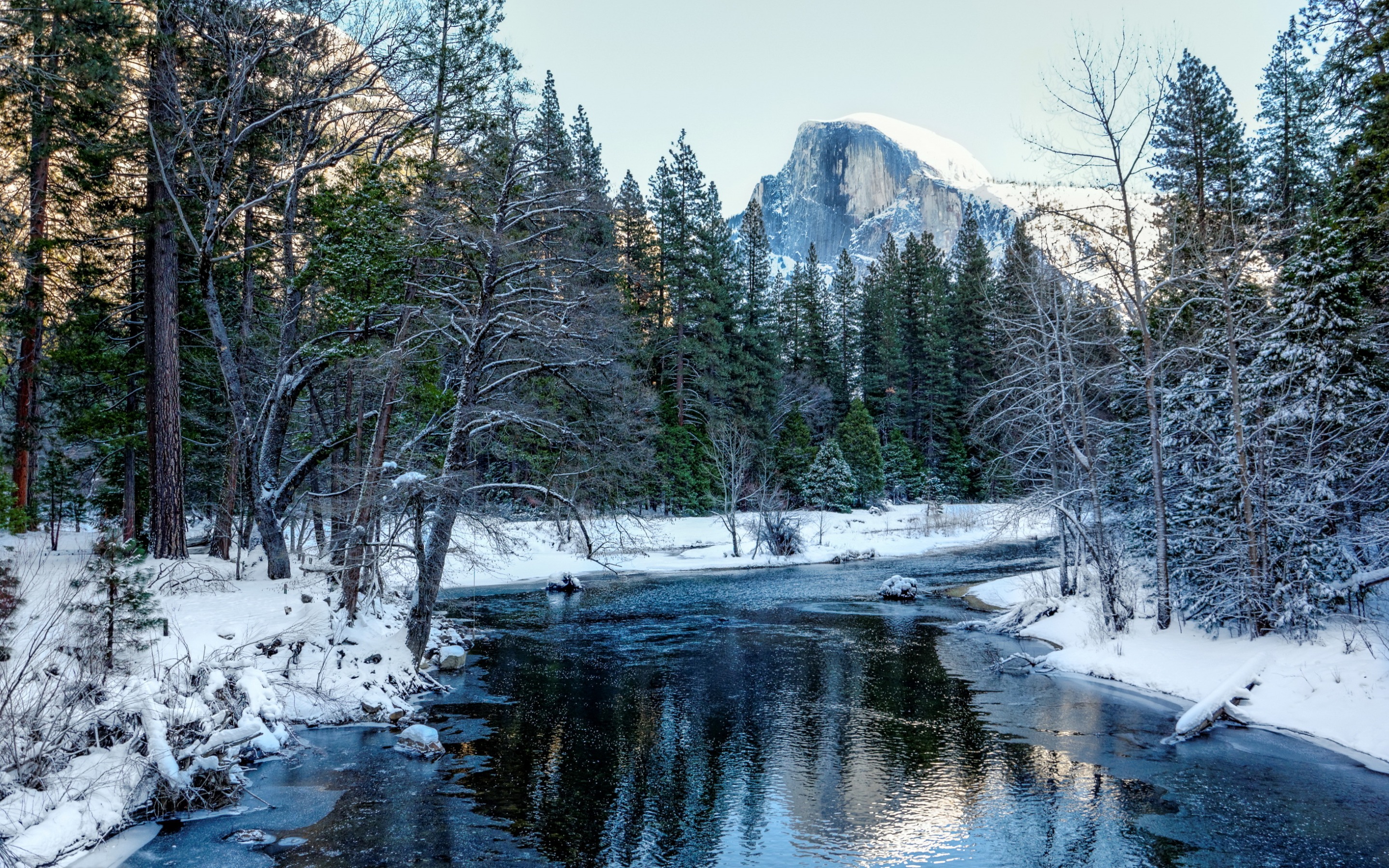 Descarga gratuita de fondo de pantalla para móvil de Invierno, Nieve, Árbol, Río, Tierra/naturaleza.